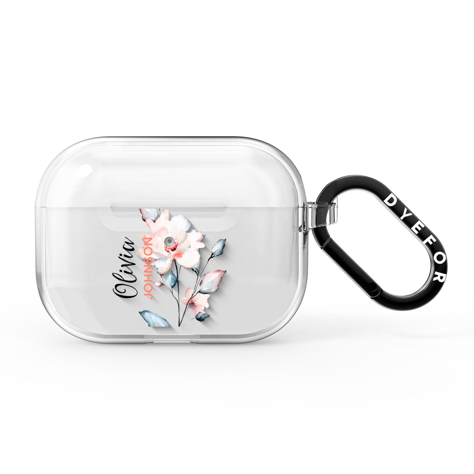 Personalised Name Watercolour Roses AirPods Pro Clear Case