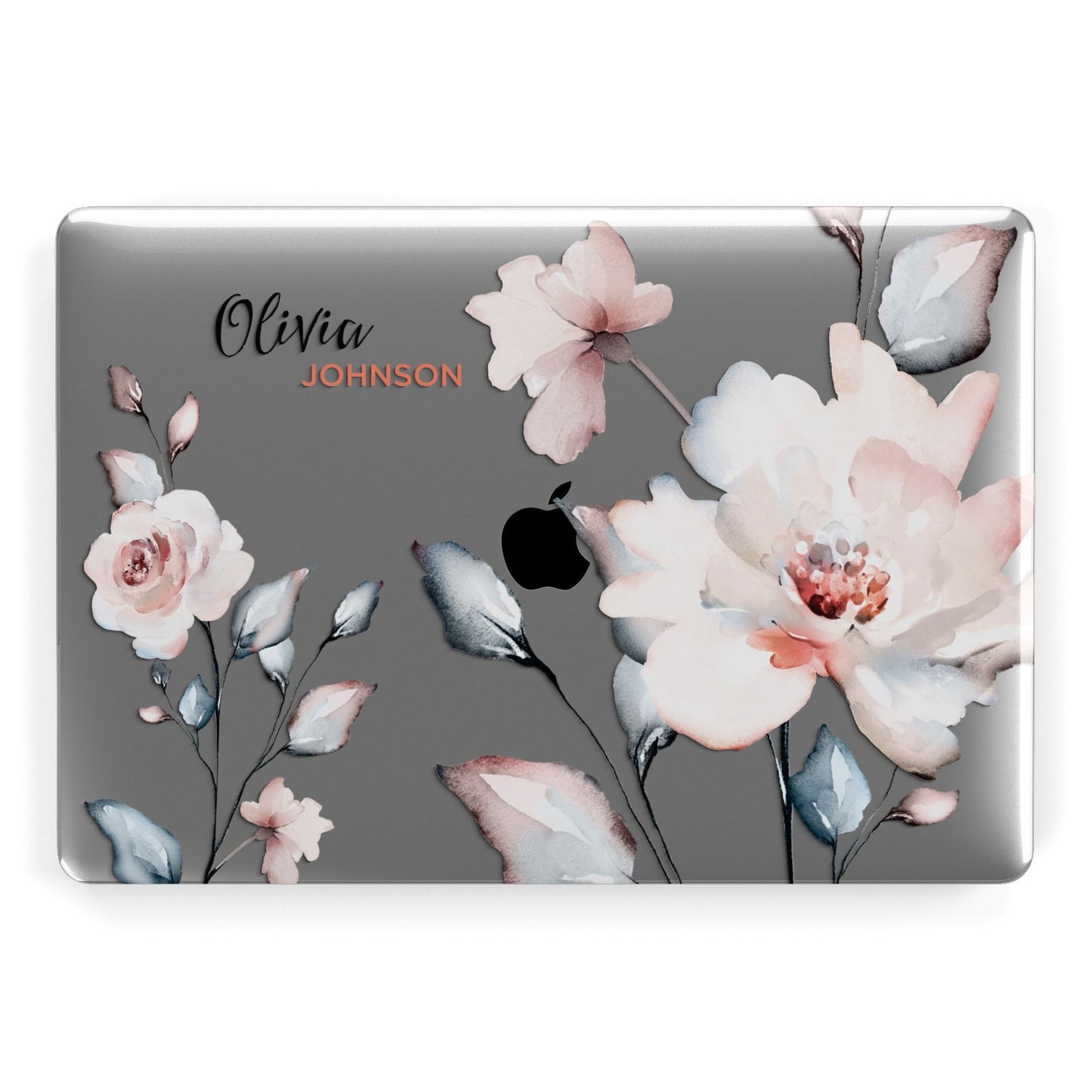 Personalised Name Watercolour Roses Apple MacBook Case