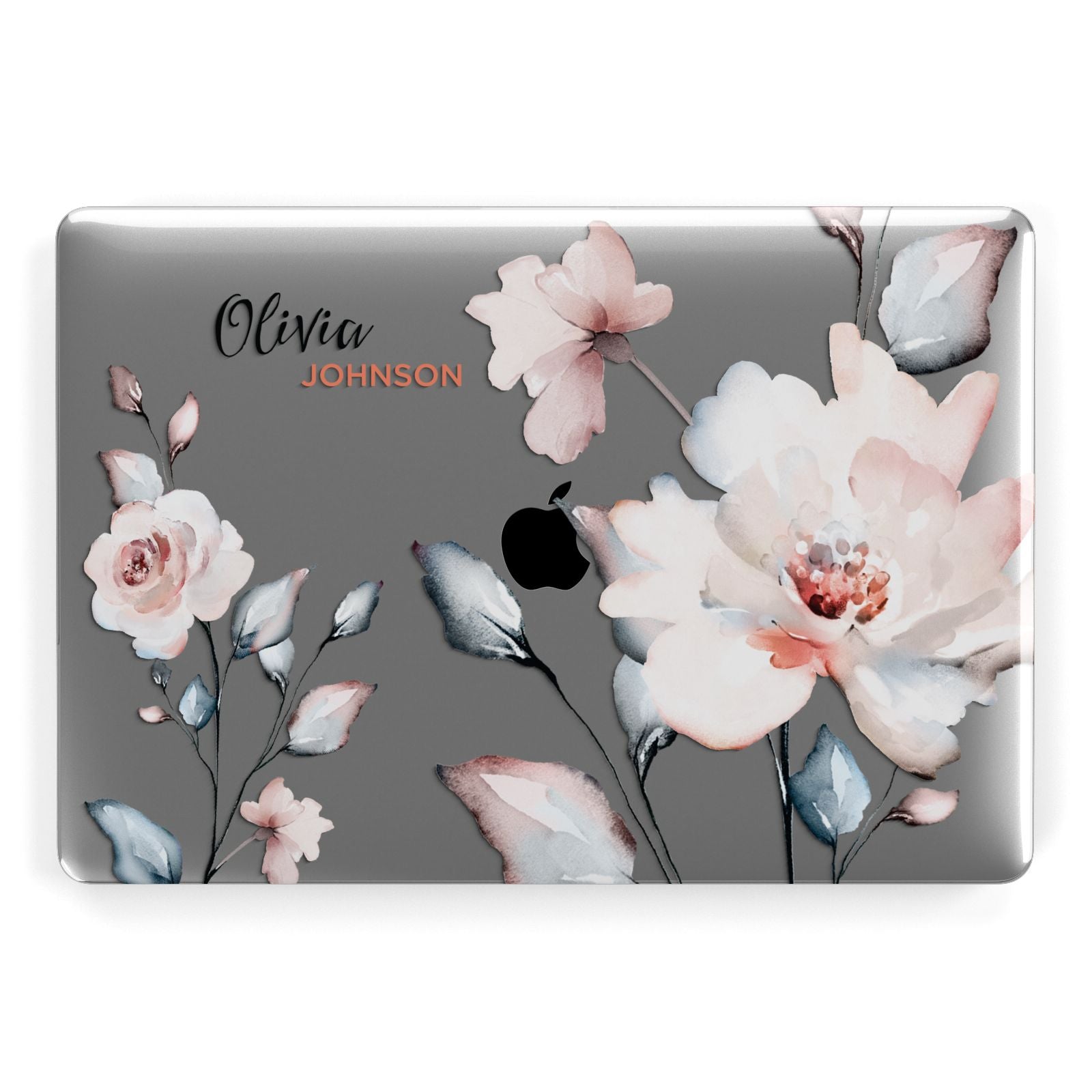 Personalised Name Watercolour Roses Apple MacBook Case