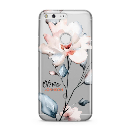 Personalised Name Watercolour Roses Google Pixel Case