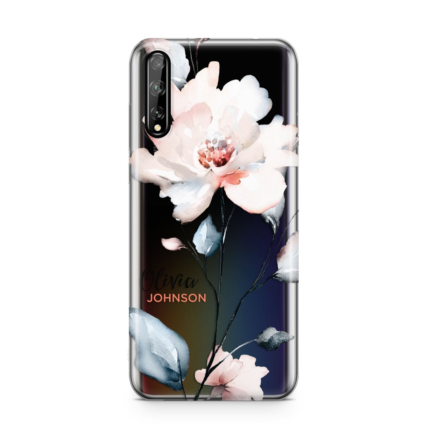 Personalised Name Watercolour Roses Huawei Enjoy 10s Phone Case