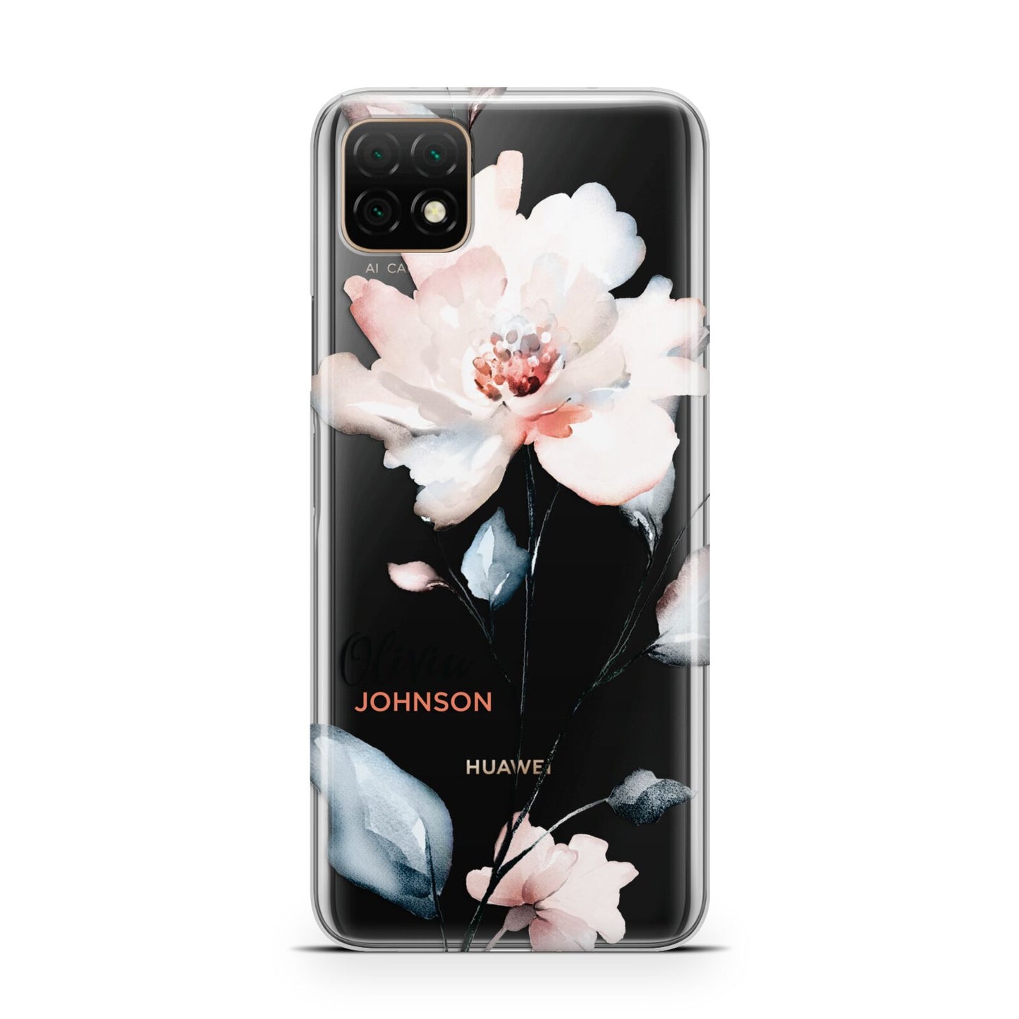 Personalised Name Watercolour Roses Huawei Enjoy 20 Phone Case