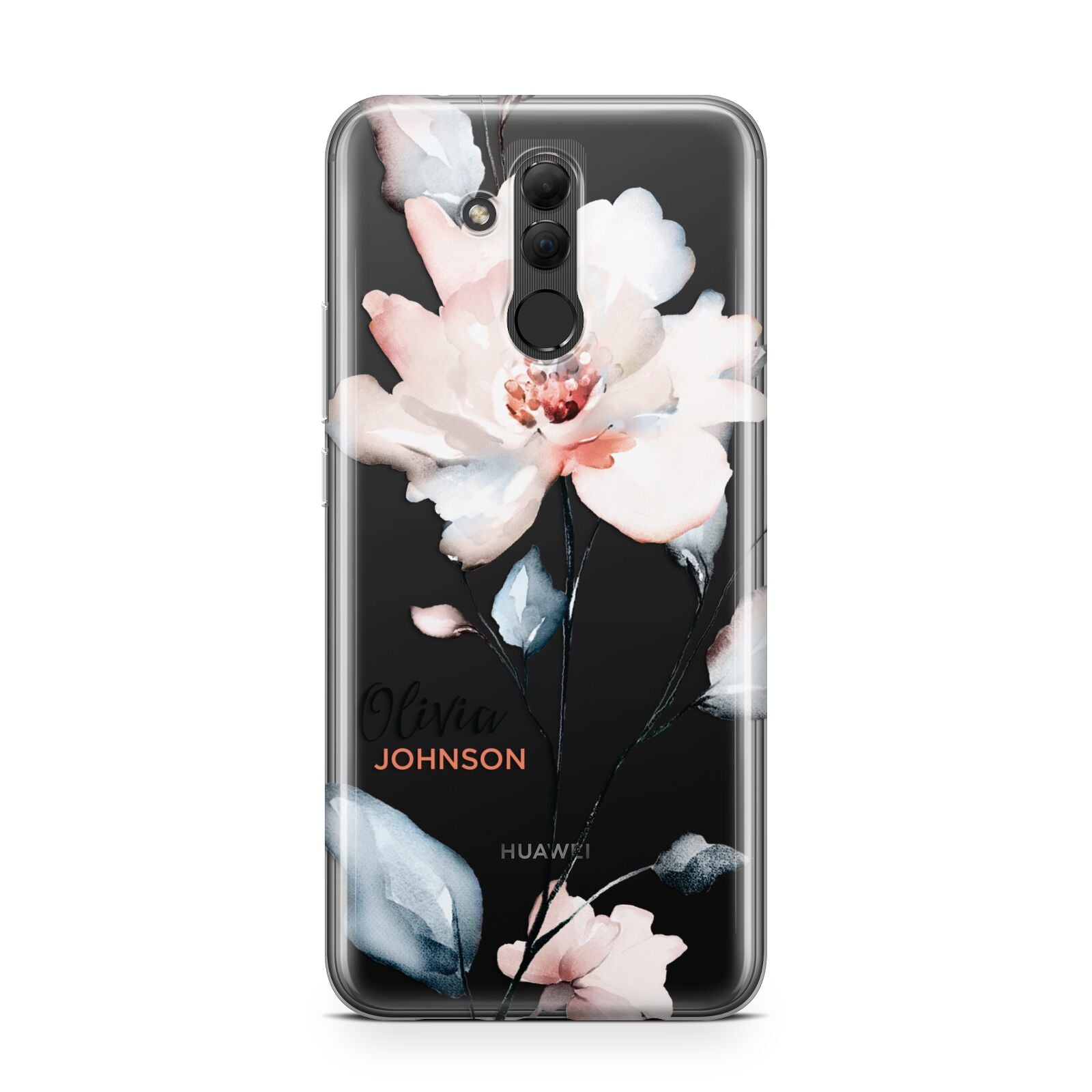 Personalised Name Watercolour Roses Huawei Mate 20 Lite