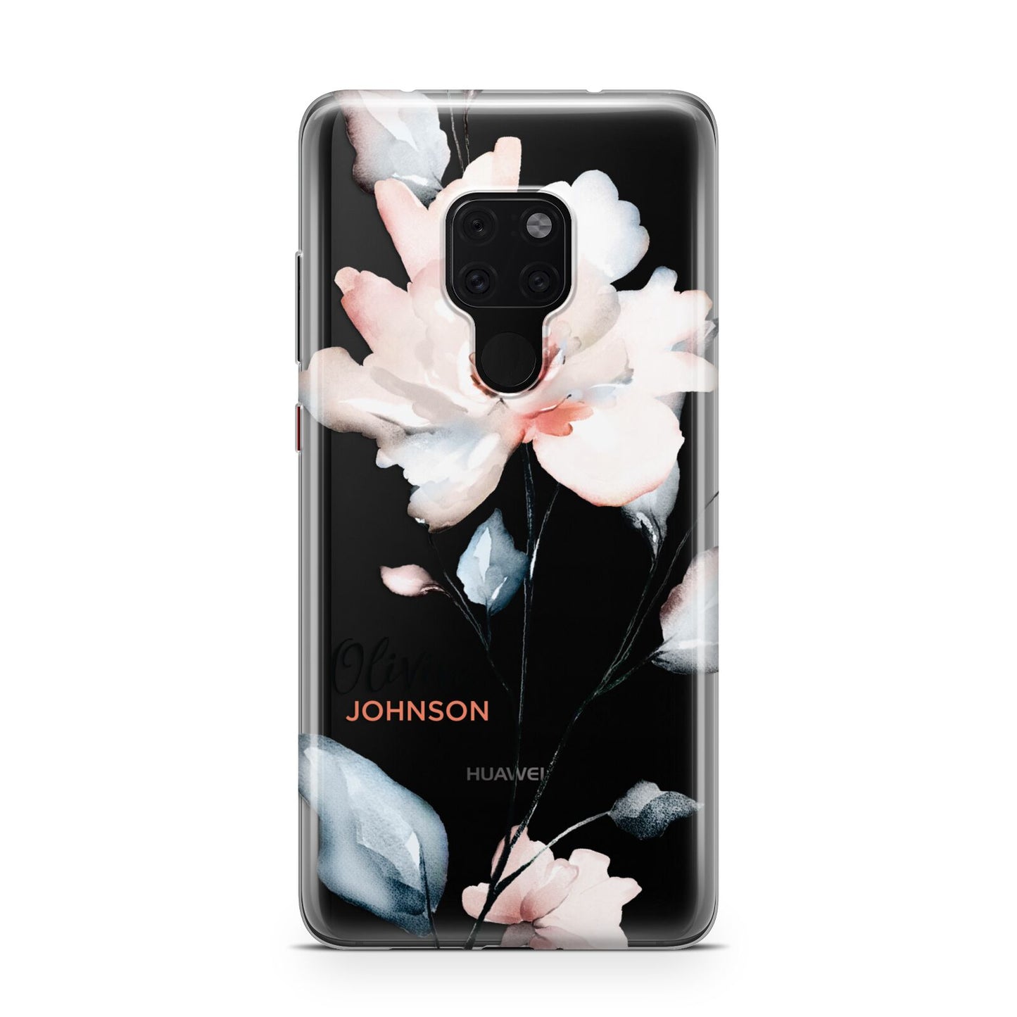 Personalised Name Watercolour Roses Huawei Mate 20 Phone Case