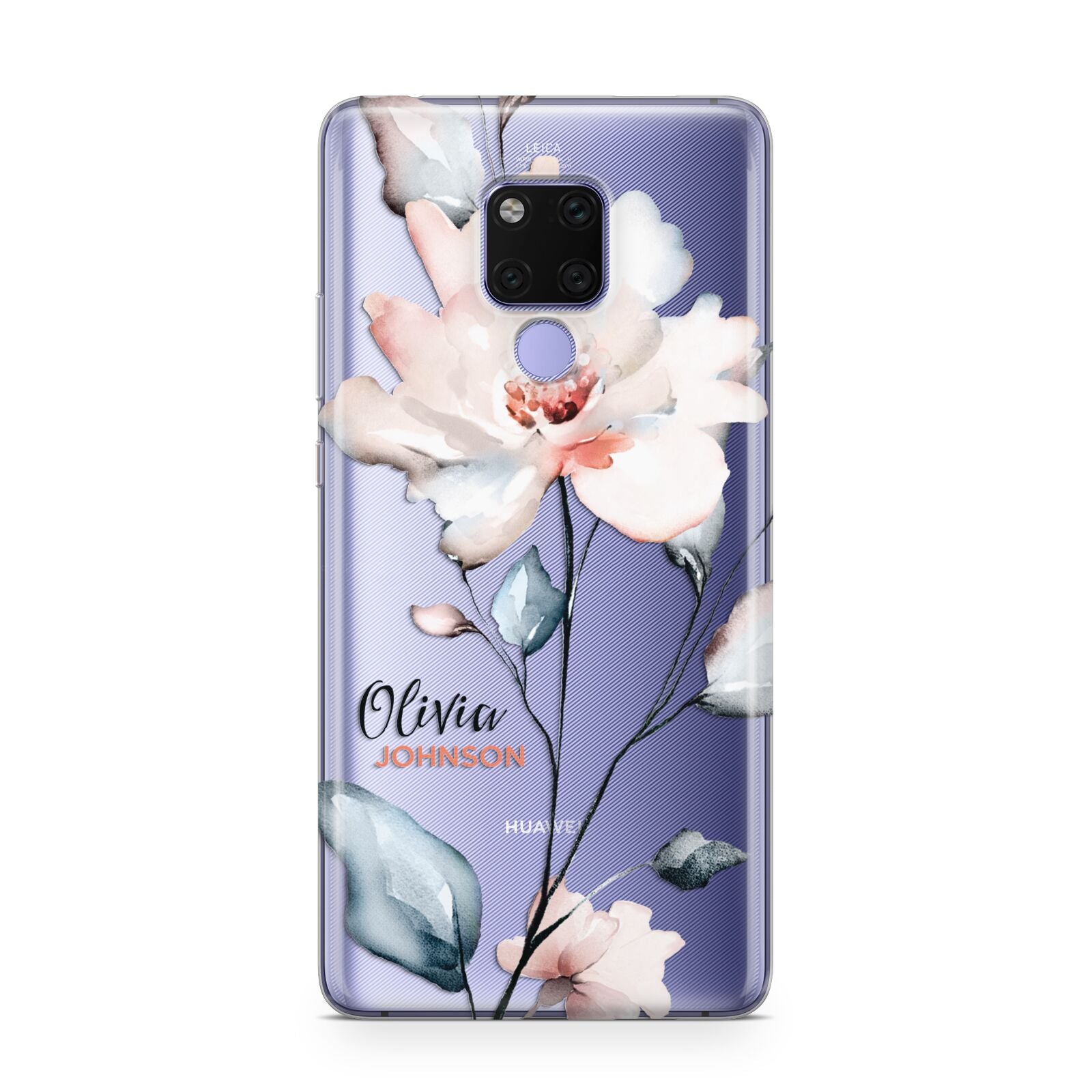 Personalised Name Watercolour Roses Huawei Mate 20X Phone Case