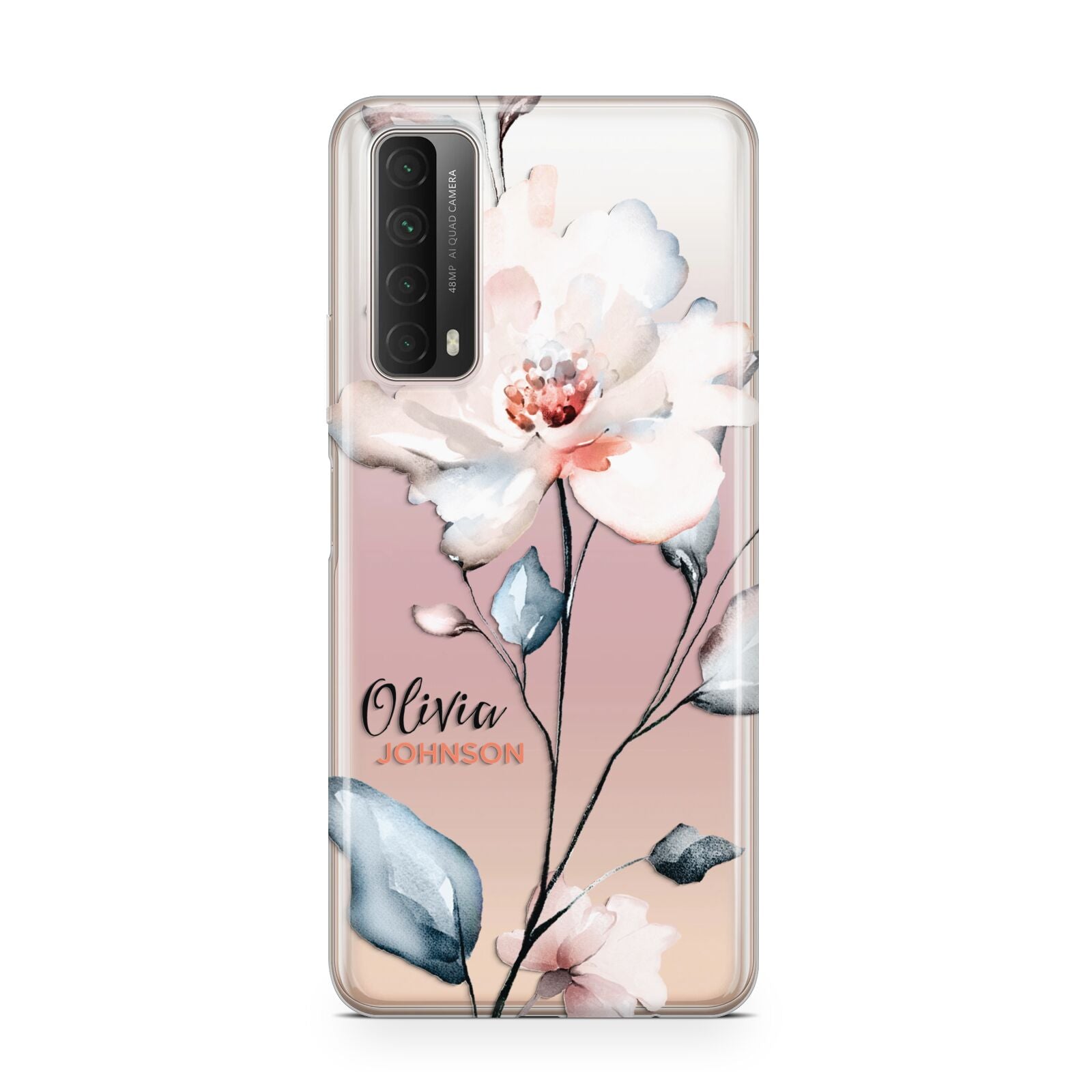 Personalised Name Watercolour Roses Huawei P Smart 2021