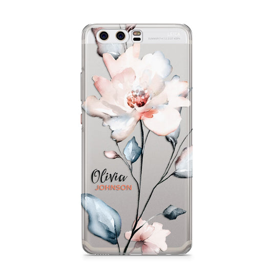 Personalised Name Watercolour Roses Huawei P10 Phone Case