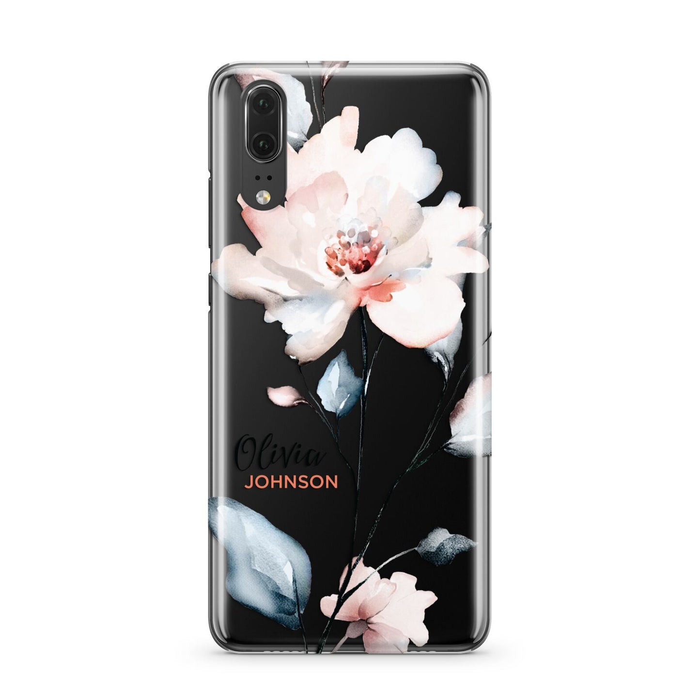 Personalised Name Watercolour Roses Huawei P20 Phone Case