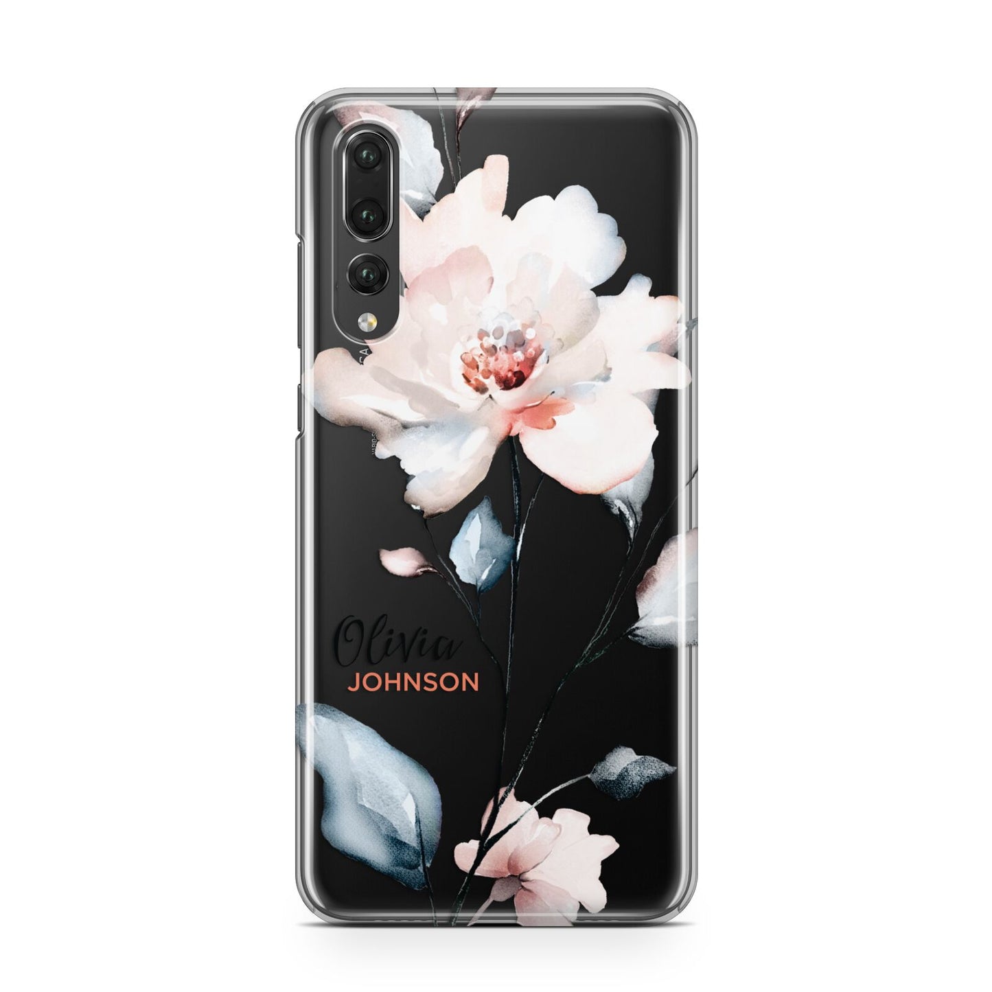 Personalised Name Watercolour Roses Huawei P20 Pro Phone Case