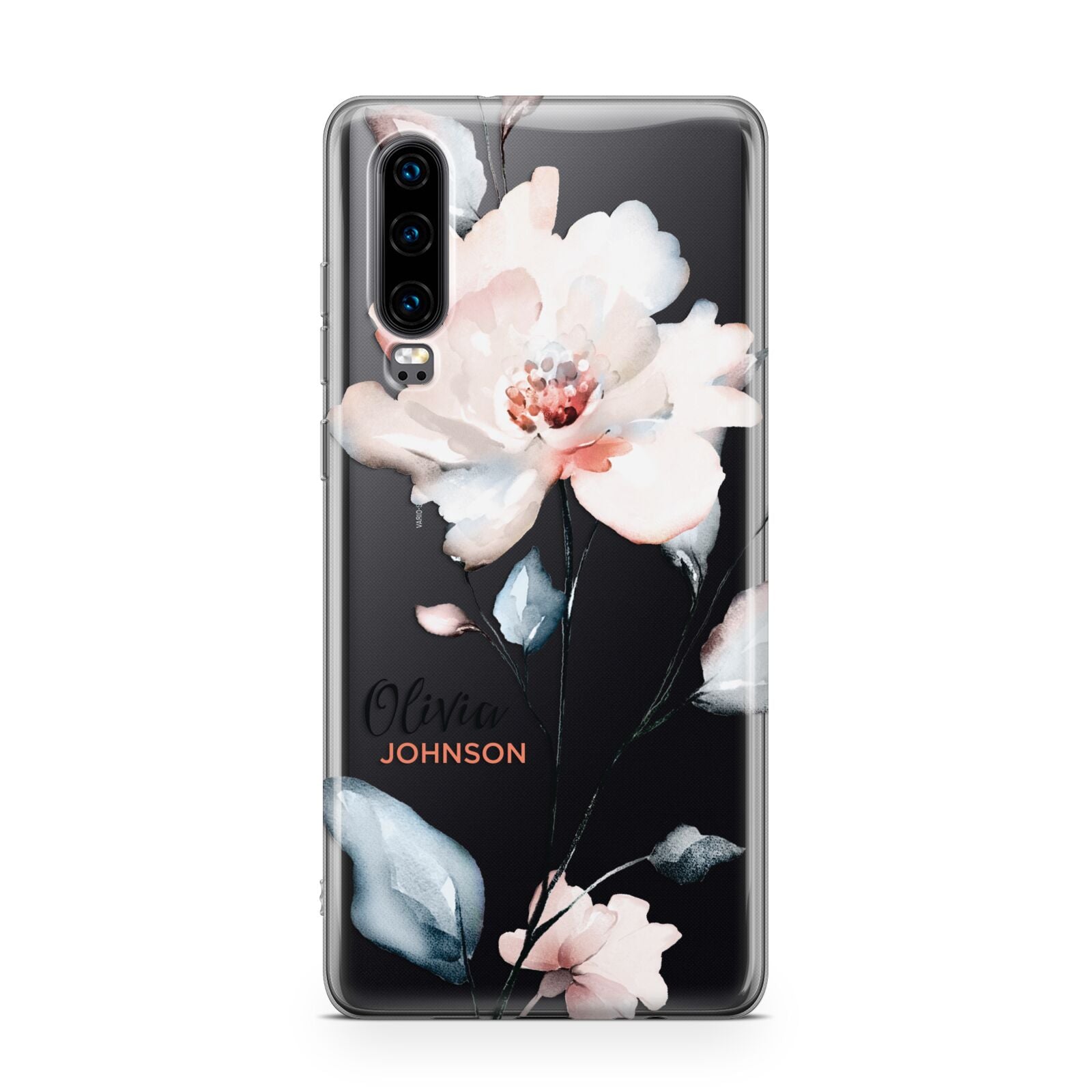 Personalised Name Watercolour Roses Huawei P30 Phone Case