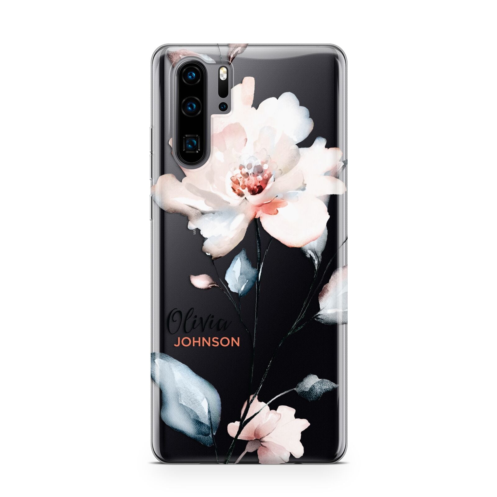 Personalised Name Watercolour Roses Huawei P30 Pro Phone Case