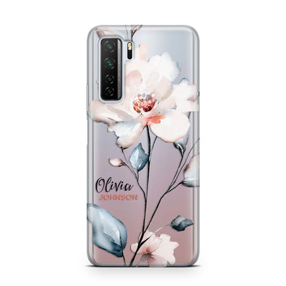 Personalised Name Watercolour Roses Huawei P40 Lite 5G Phone Case