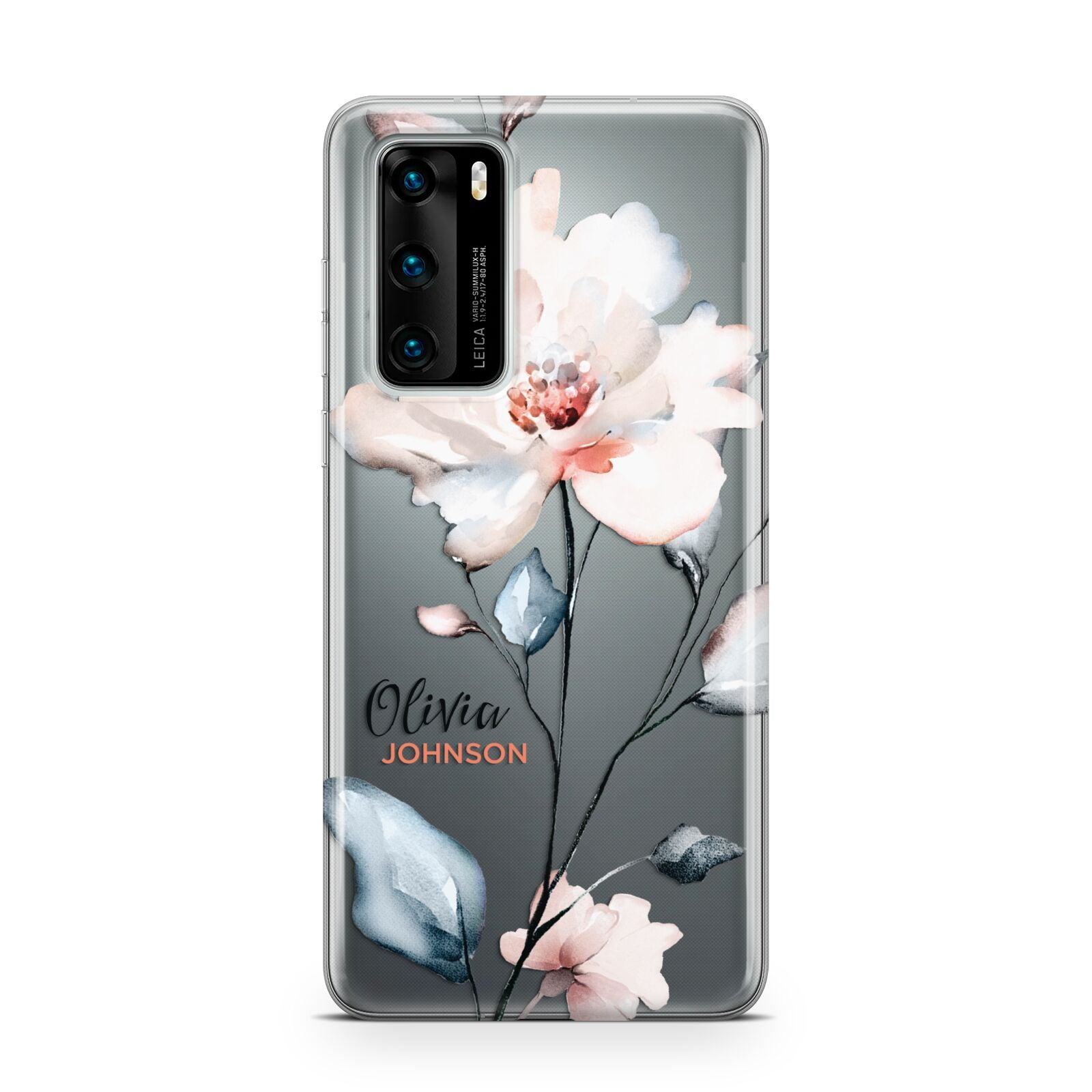 Personalised Name Watercolour Roses Huawei P40 Phone Case