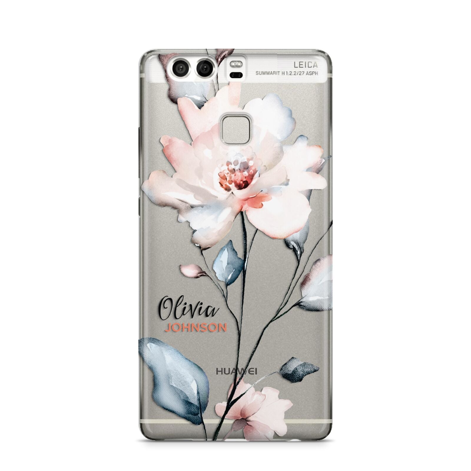 Personalised Name Watercolour Roses Huawei P9 Case