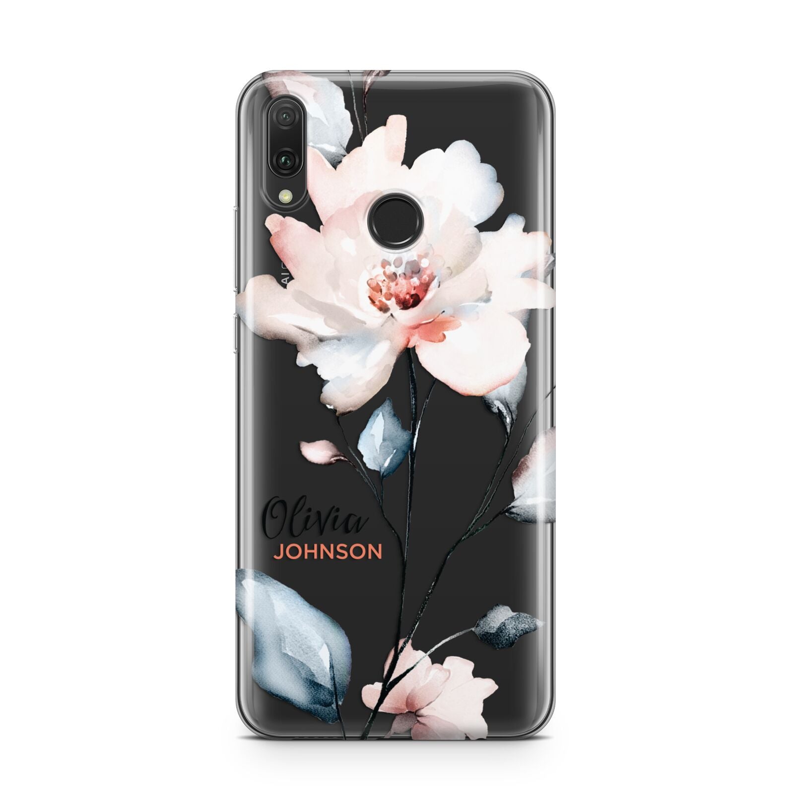 Personalised Name Watercolour Roses Huawei Y9 2019