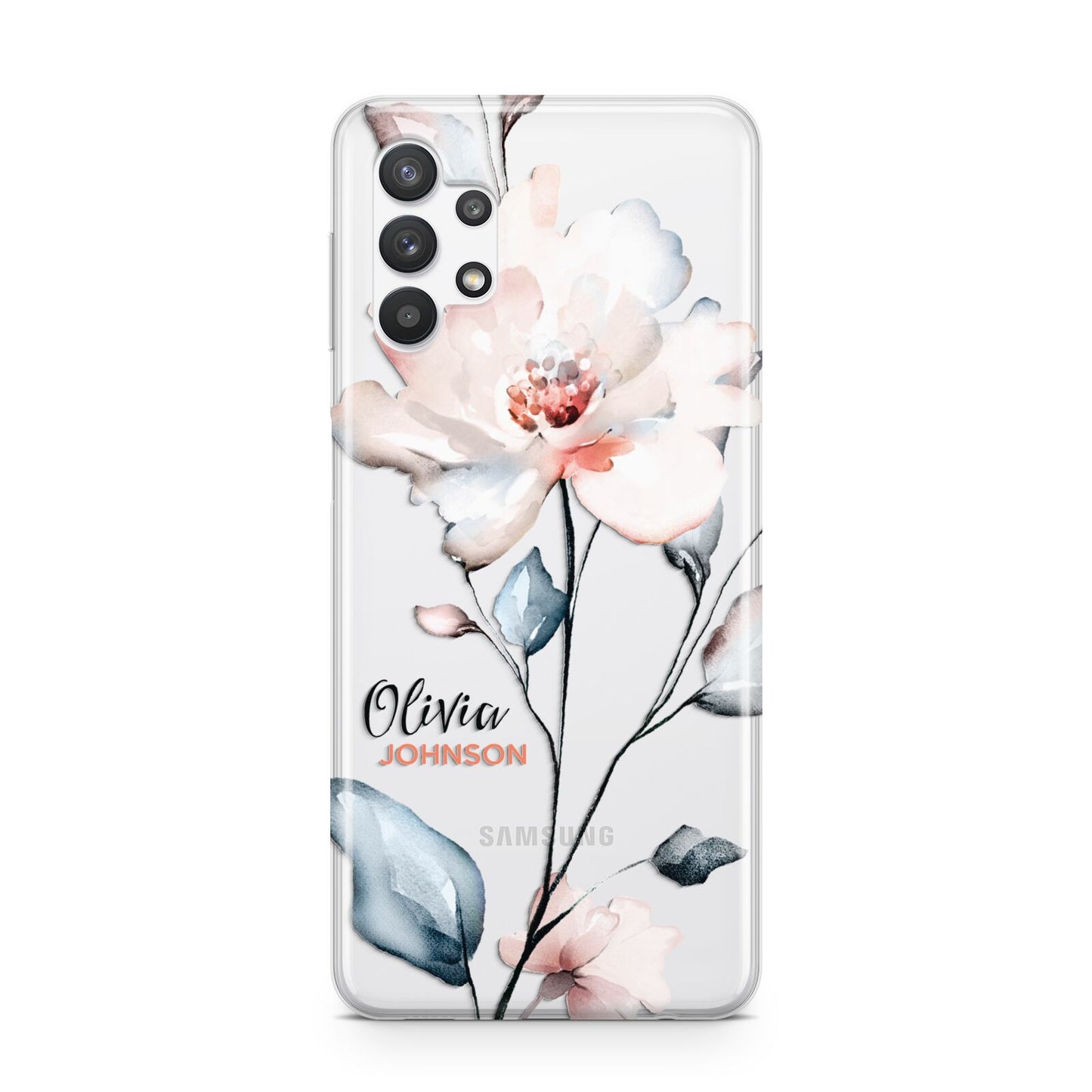 Personalised Name Watercolour Roses Samsung A32 5G Case