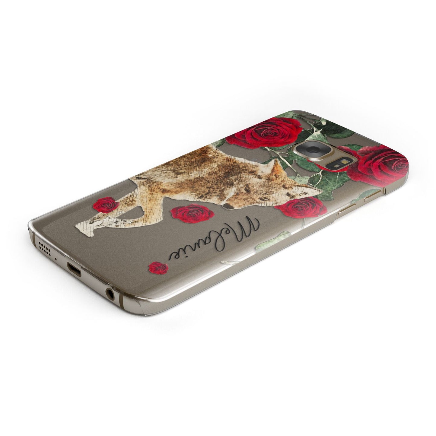 Personalised Name Wolf Protective Samsung Galaxy Case Angled Image