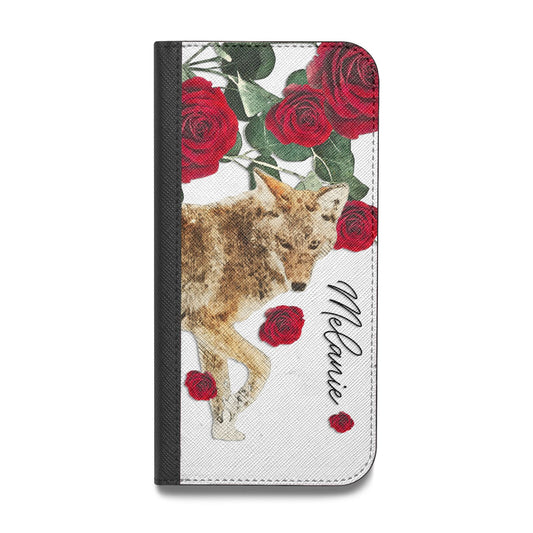 Personalised Name Wolf Vegan Leather Flip iPhone Case