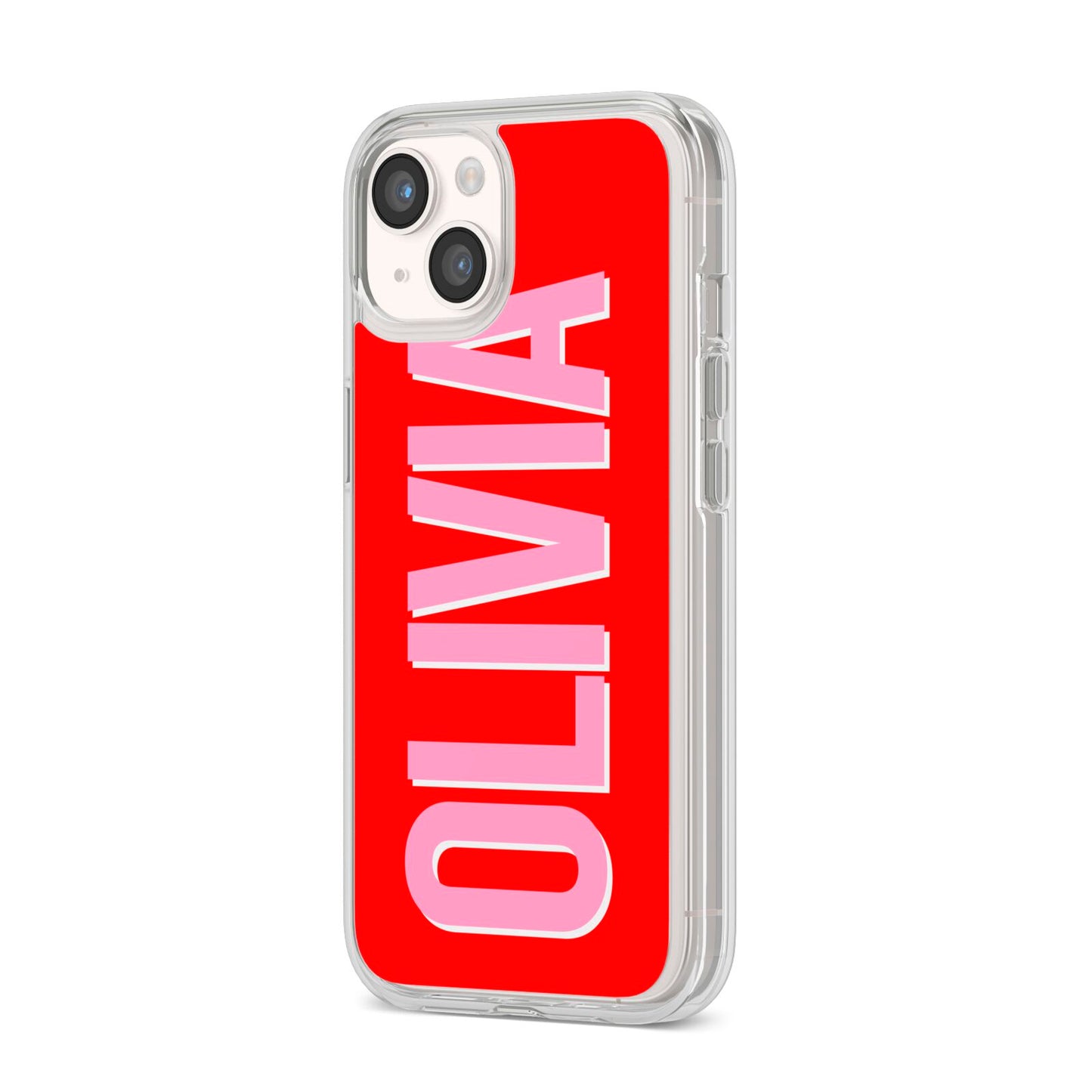 Personalised Name iPhone 14 Clear Tough Case Starlight Angled Image