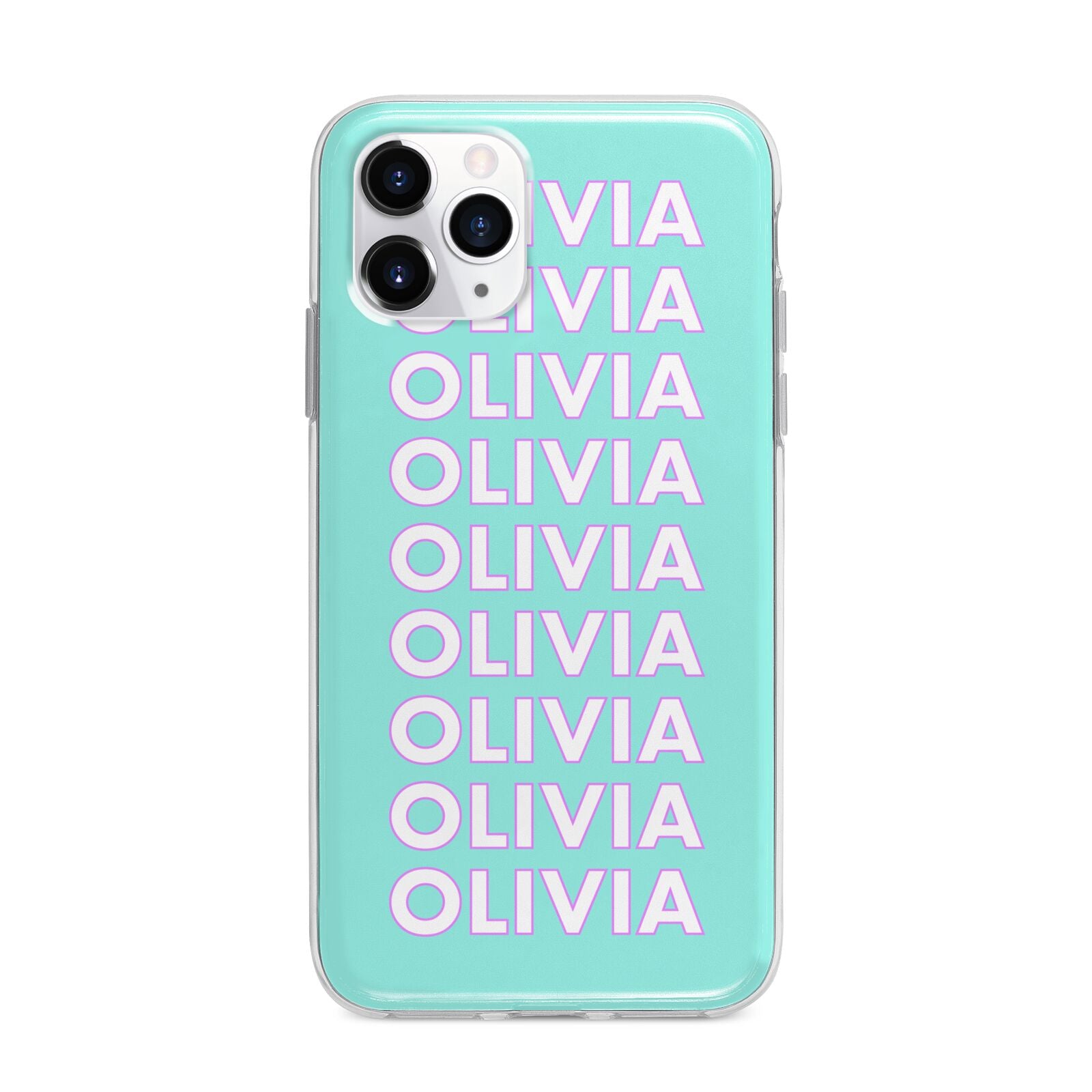 Personalised Names Apple iPhone 11 Pro Max in Silver with Bumper Case