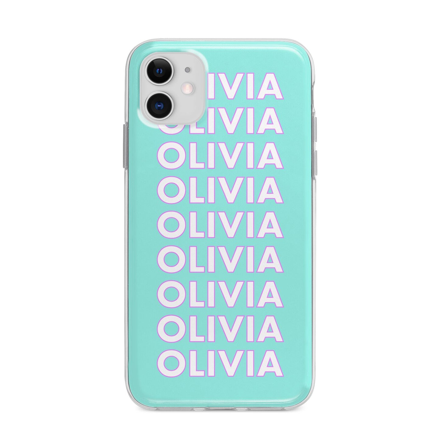 Personalised Names Apple iPhone 11 in White with Bumper Case