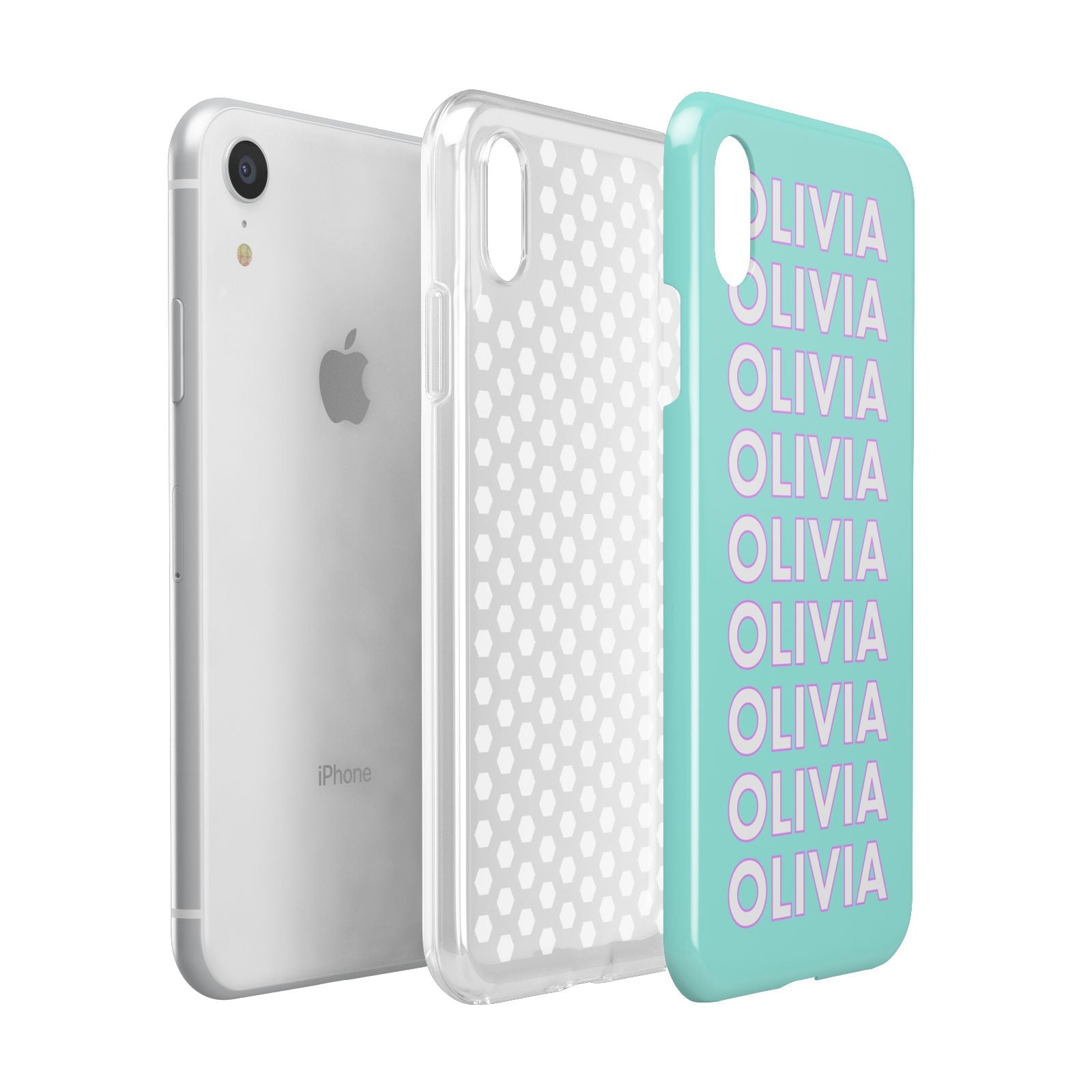 Personalised Names Apple iPhone XR White 3D Tough Case Expanded view