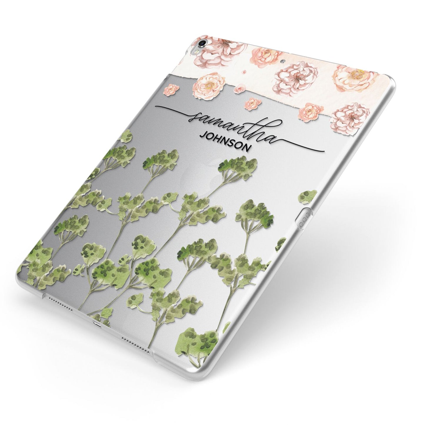 Personalised Names Flowers Apple iPad Case on Silver iPad Side View