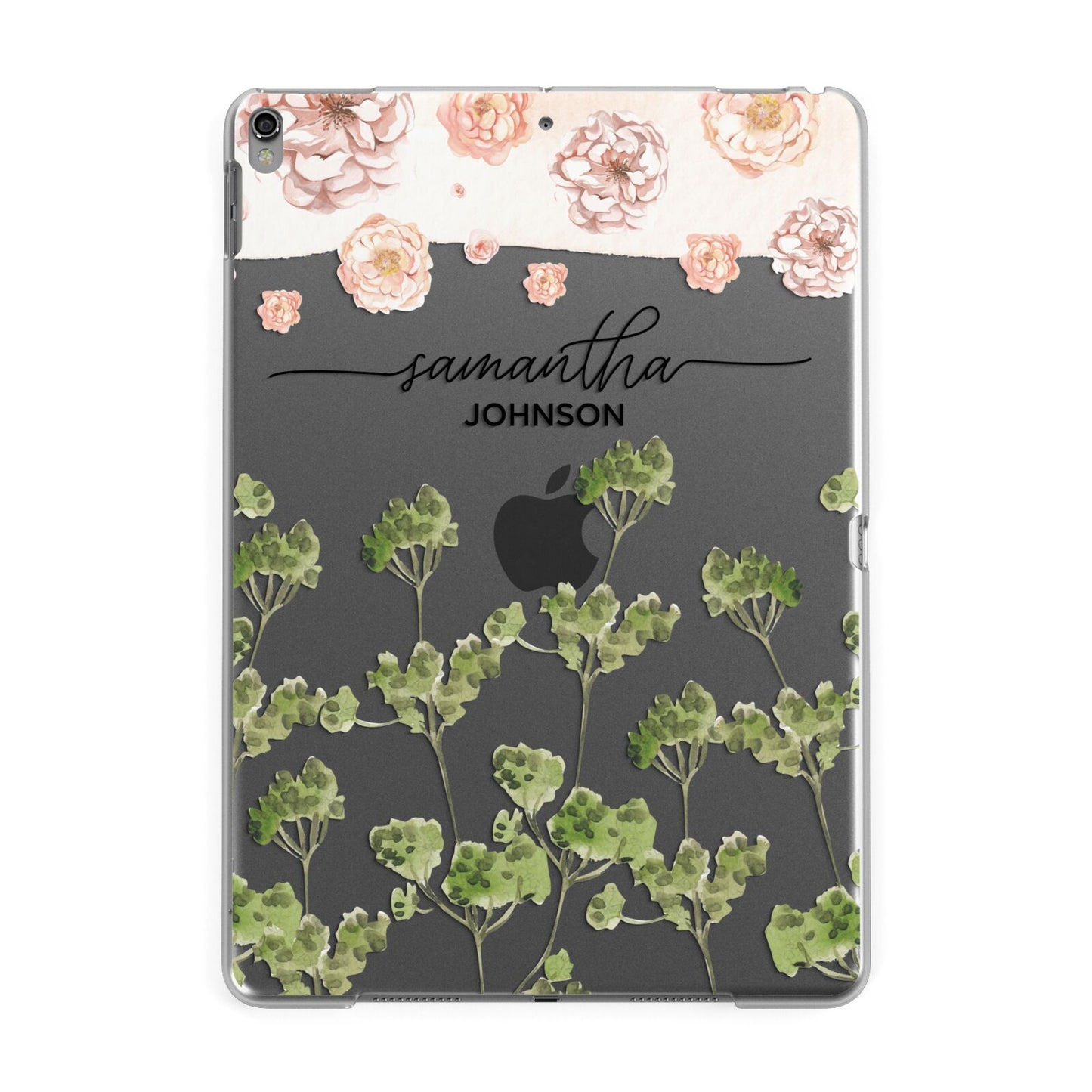 Personalised Names Flowers Apple iPad Grey Case