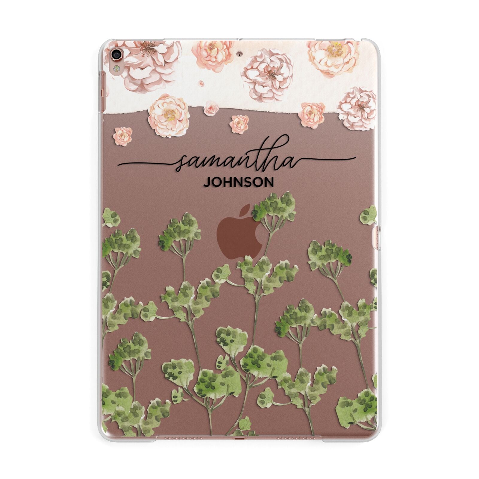 Personalised Names Flowers Apple iPad Rose Gold Case