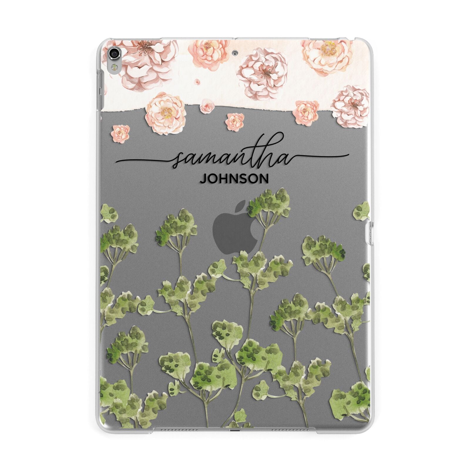 Personalised Names Flowers Apple iPad Silver Case