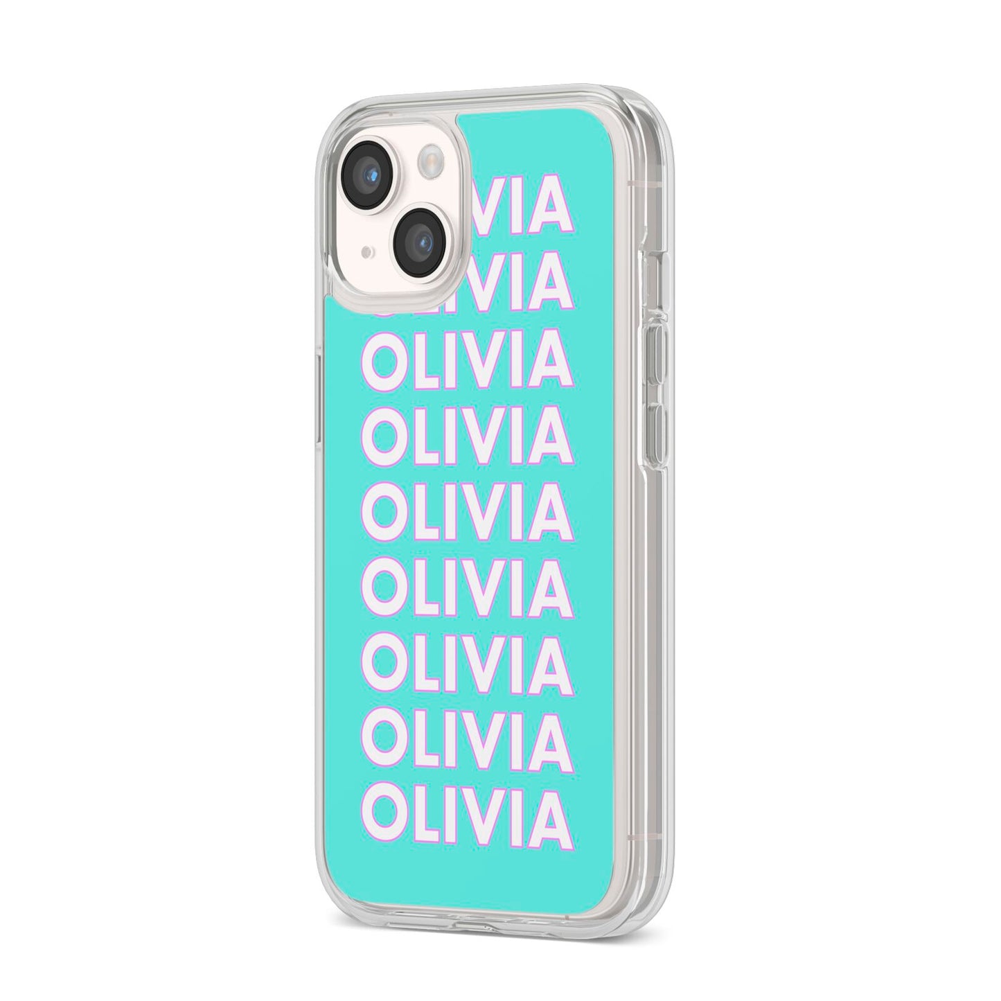 Personalised Names iPhone 14 Clear Tough Case Starlight Angled Image