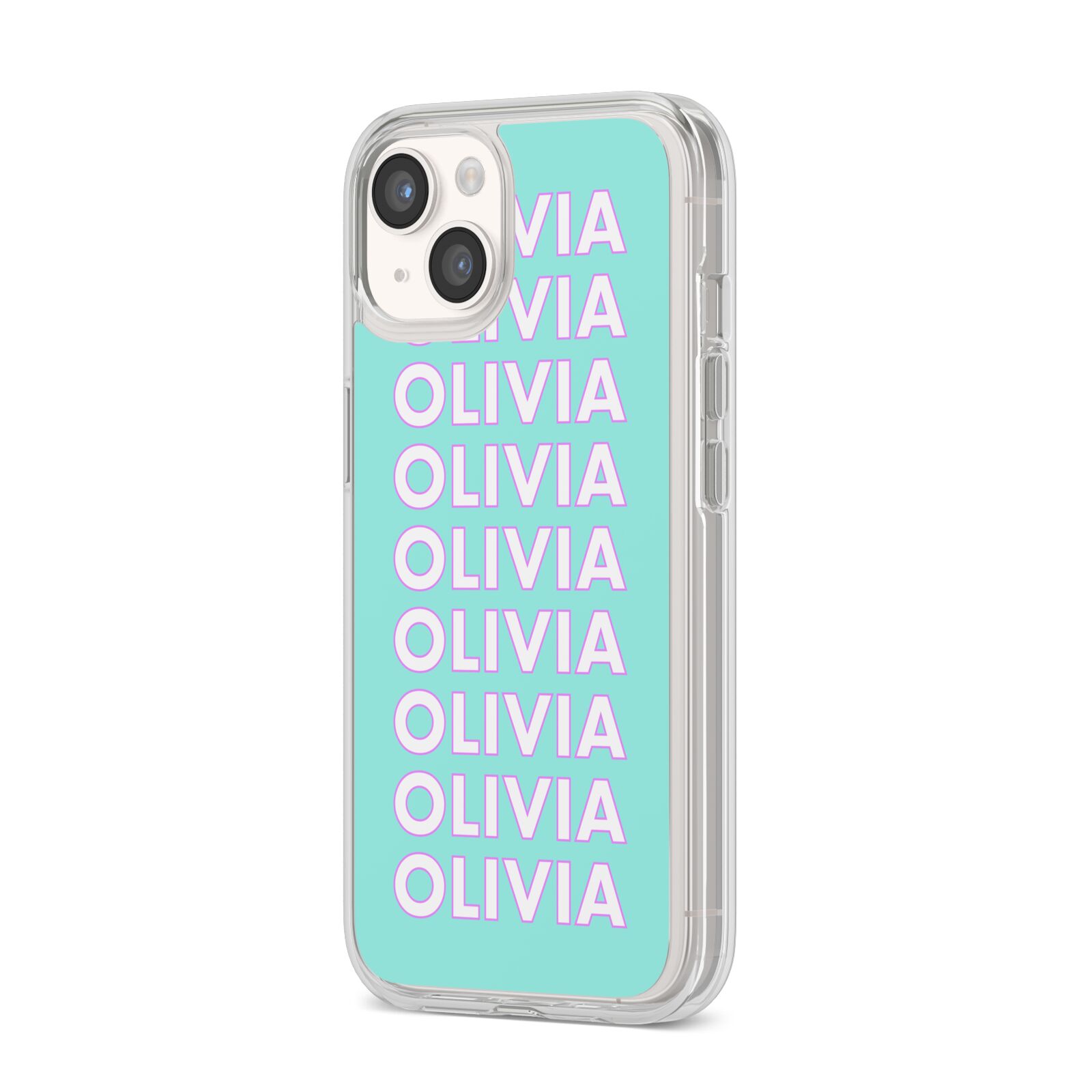 Personalised Names iPhone 14 Clear Tough Case Starlight Angled Image