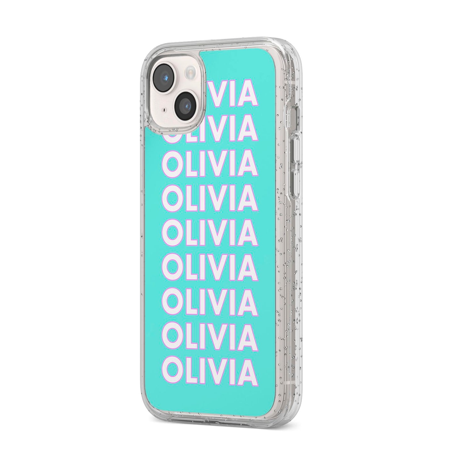 Personalised Names iPhone 14 Plus Glitter Tough Case Starlight Angled Image