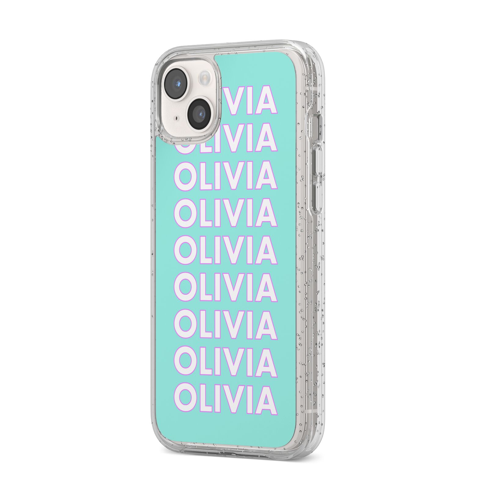 Personalised Names iPhone 14 Plus Glitter Tough Case Starlight Angled Image