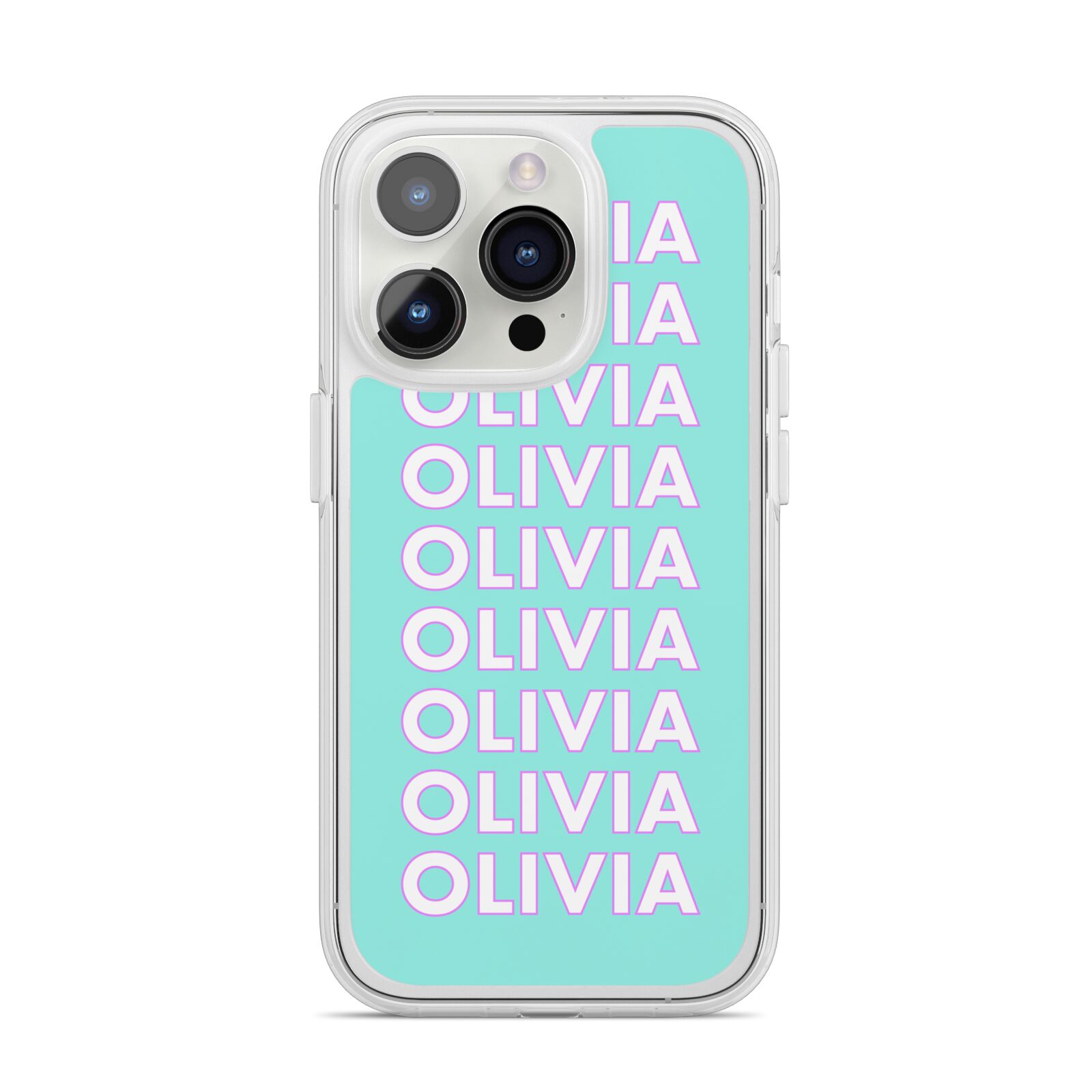 Personalised Names iPhone 14 Pro Clear Tough Case Silver