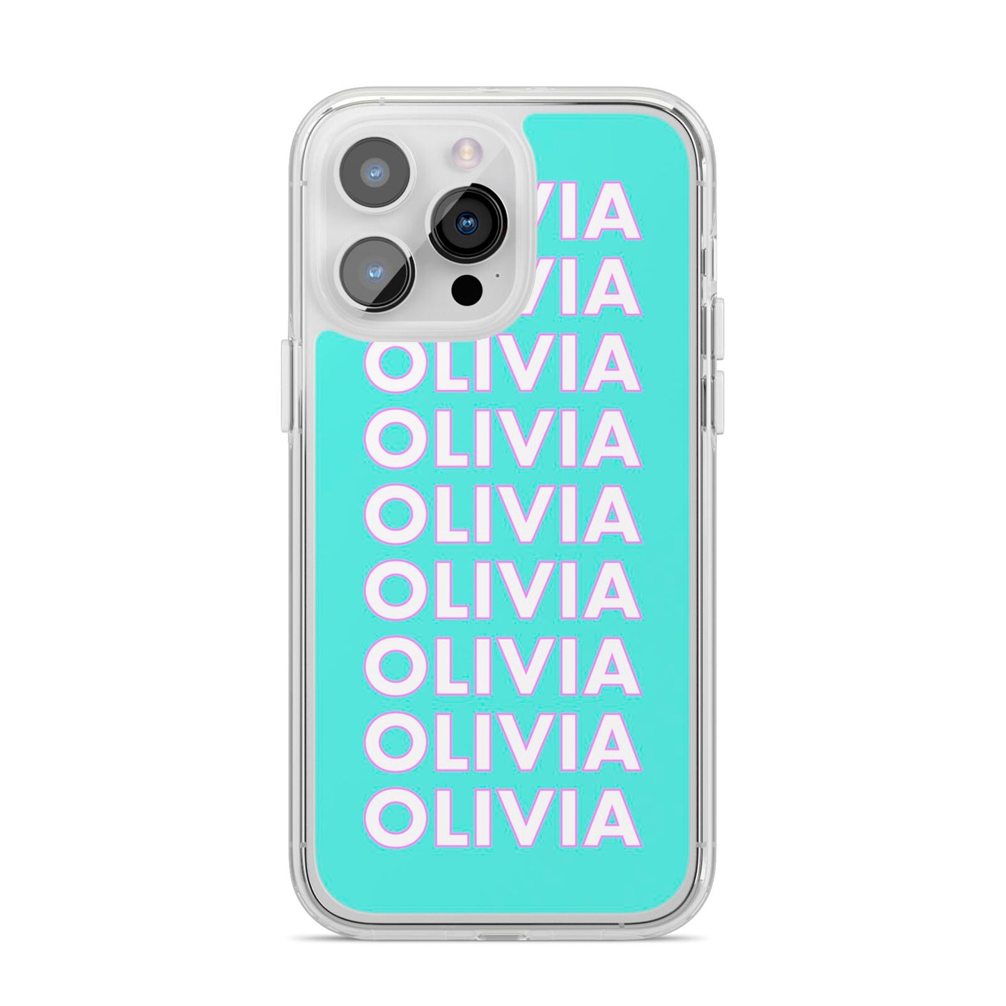 Personalised Names iPhone 14 Pro Max Clear Tough Case Silver