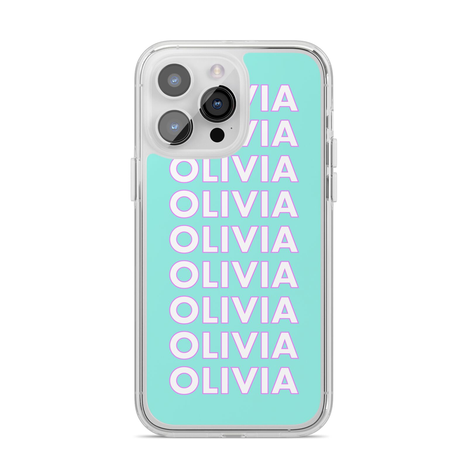 Personalised Names iPhone 14 Pro Max Clear Tough Case Silver