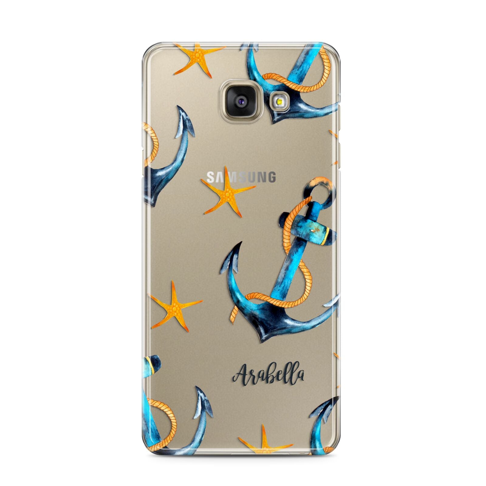 Personalised Nautical Samsung Galaxy A3 2016 Case on gold phone