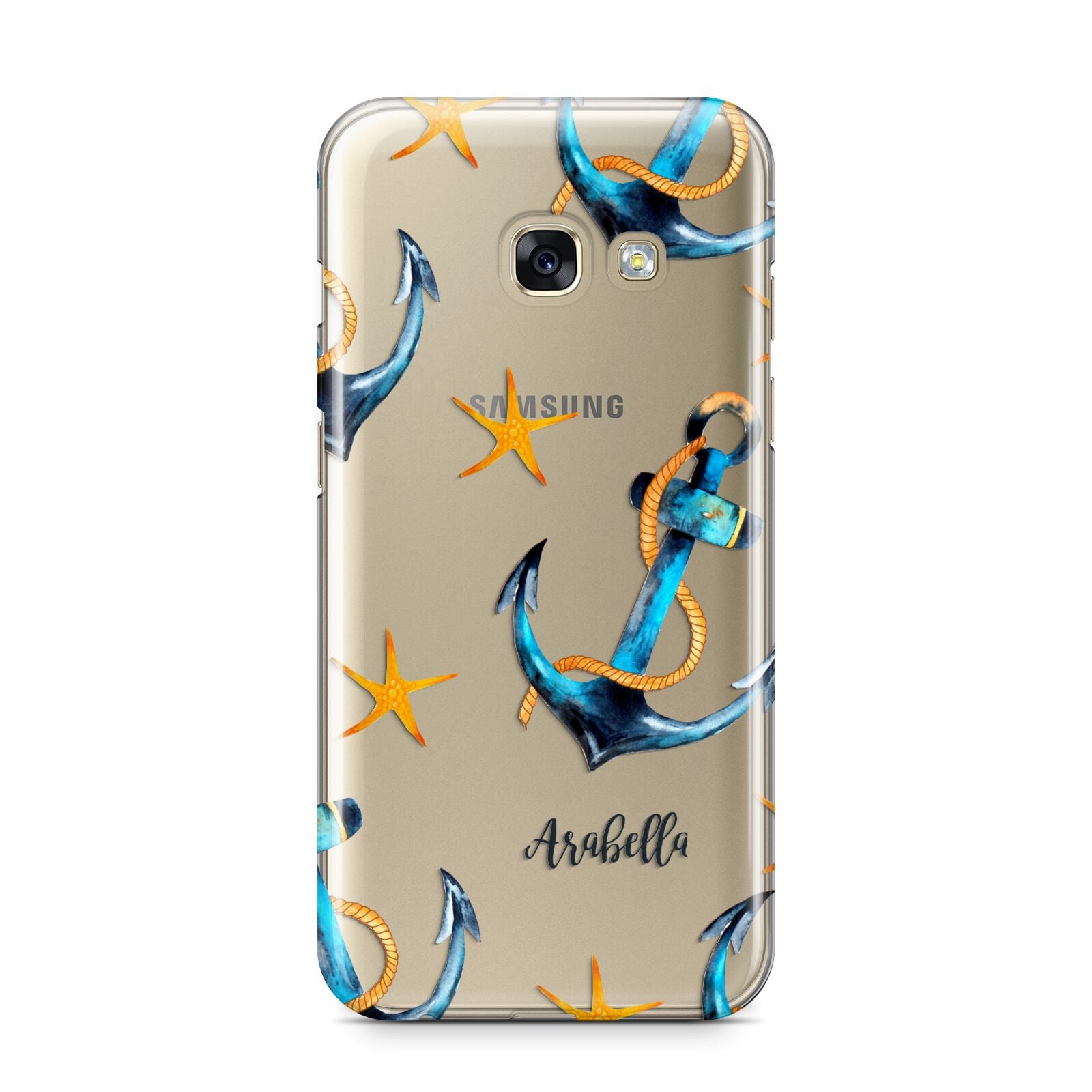 Personalised Nautical Samsung Galaxy A3 2017 Case on gold phone