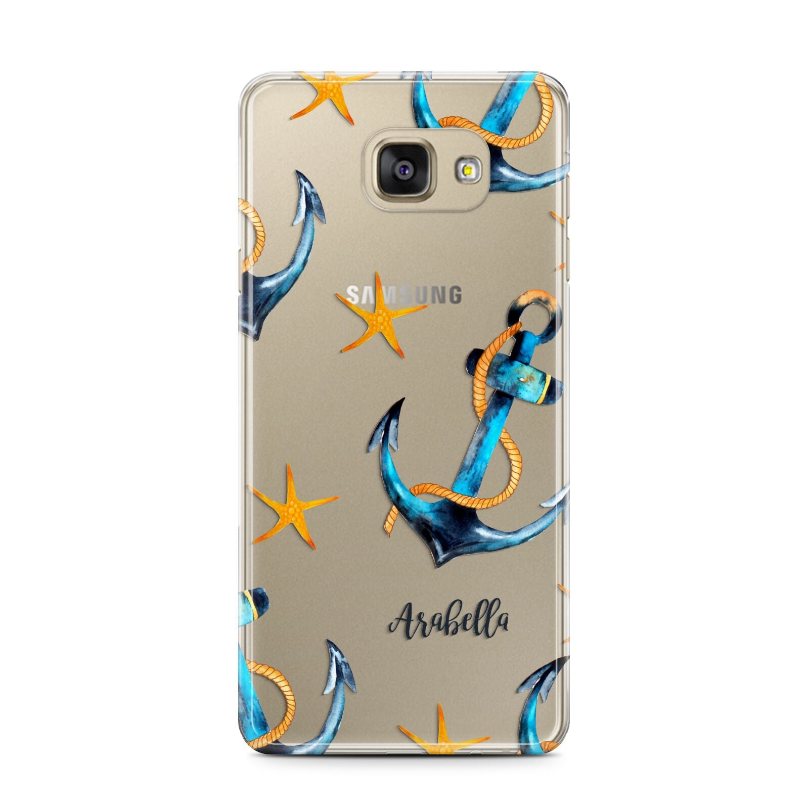 Personalised Nautical Samsung Galaxy A7 2016 Case on gold phone