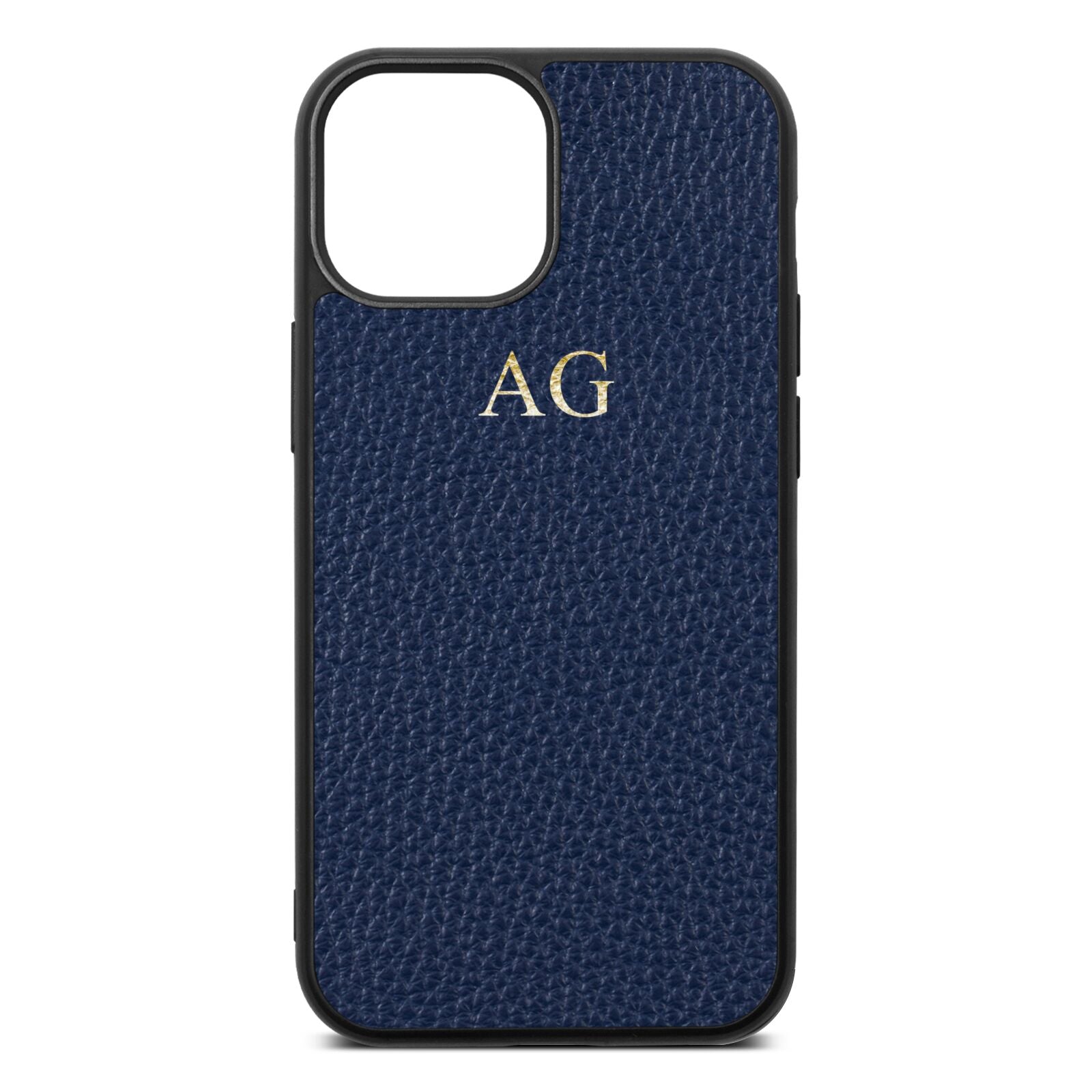 Personalised Pebble Leather Navy Blue iPhone Case Dyefor