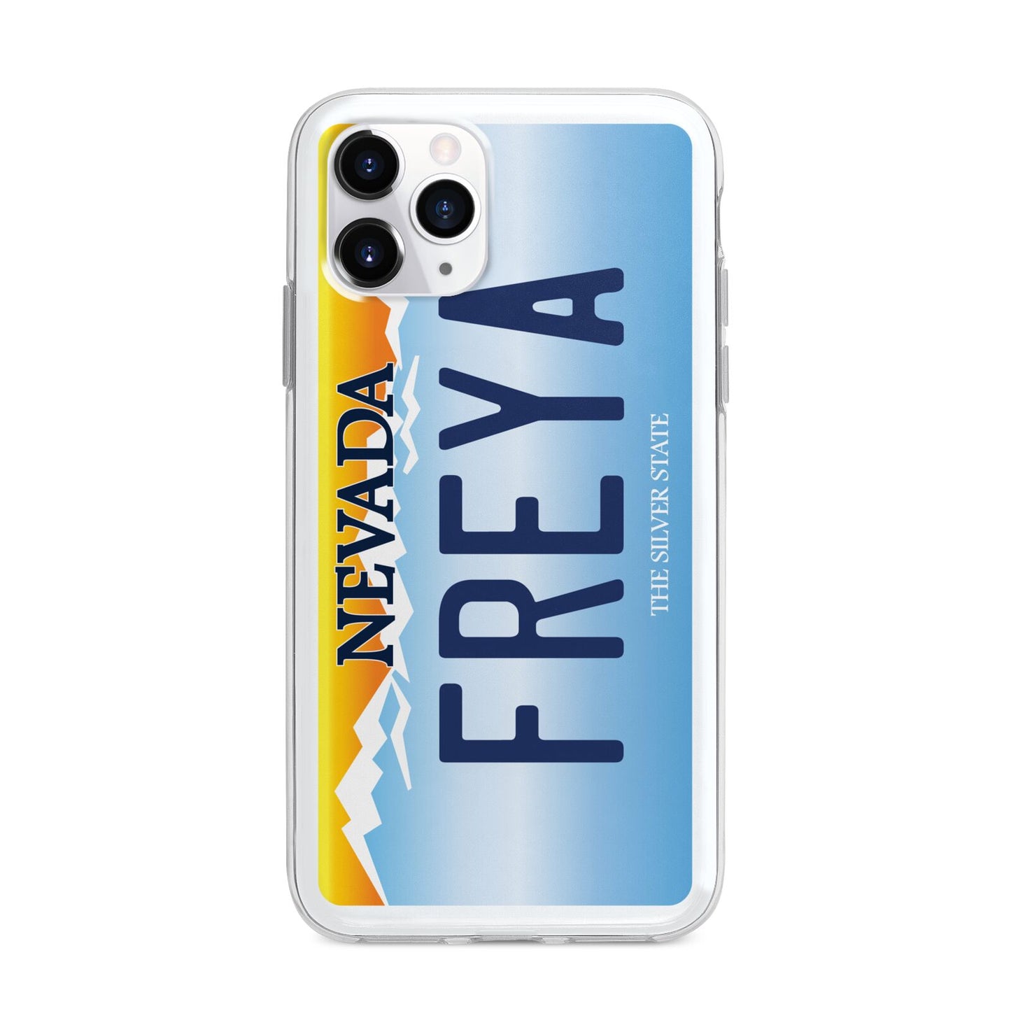 Personalised Nevada License Plate Apple iPhone 11 Pro Max in Silver with Bumper Case