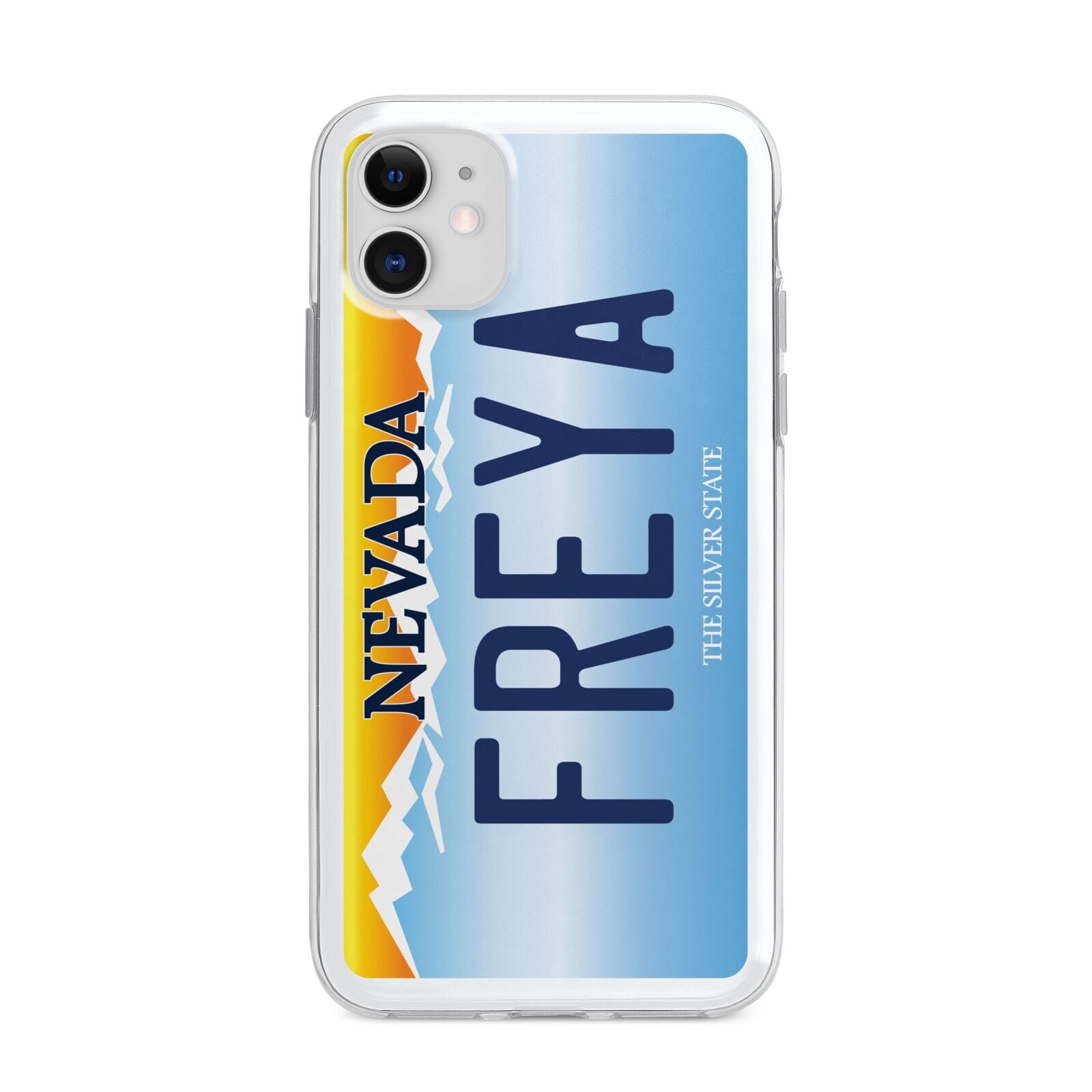 Personalised Nevada License Plate Apple iPhone 11 in White with Bumper Case