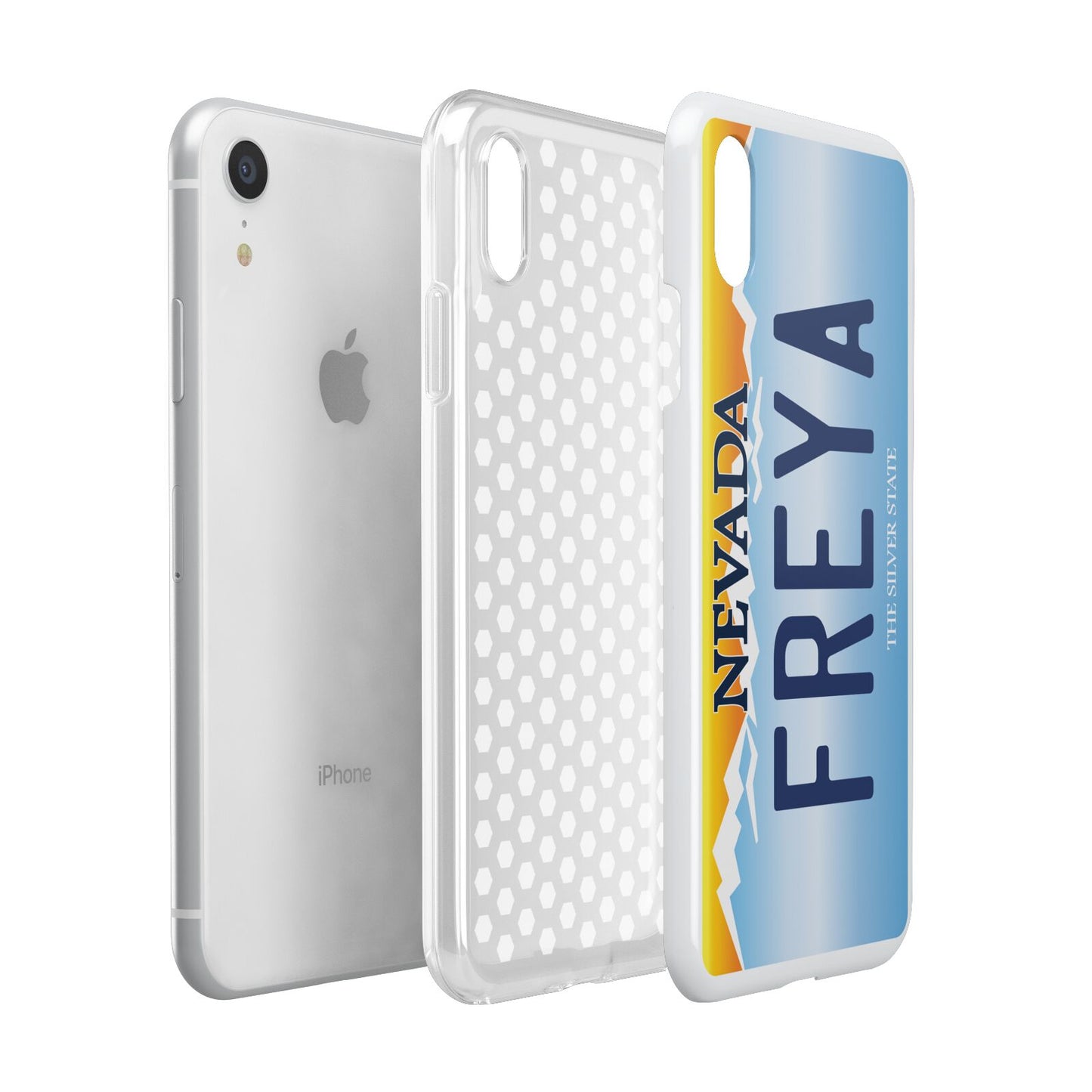 Personalised Nevada License Plate Apple iPhone XR White 3D Tough Case Expanded view