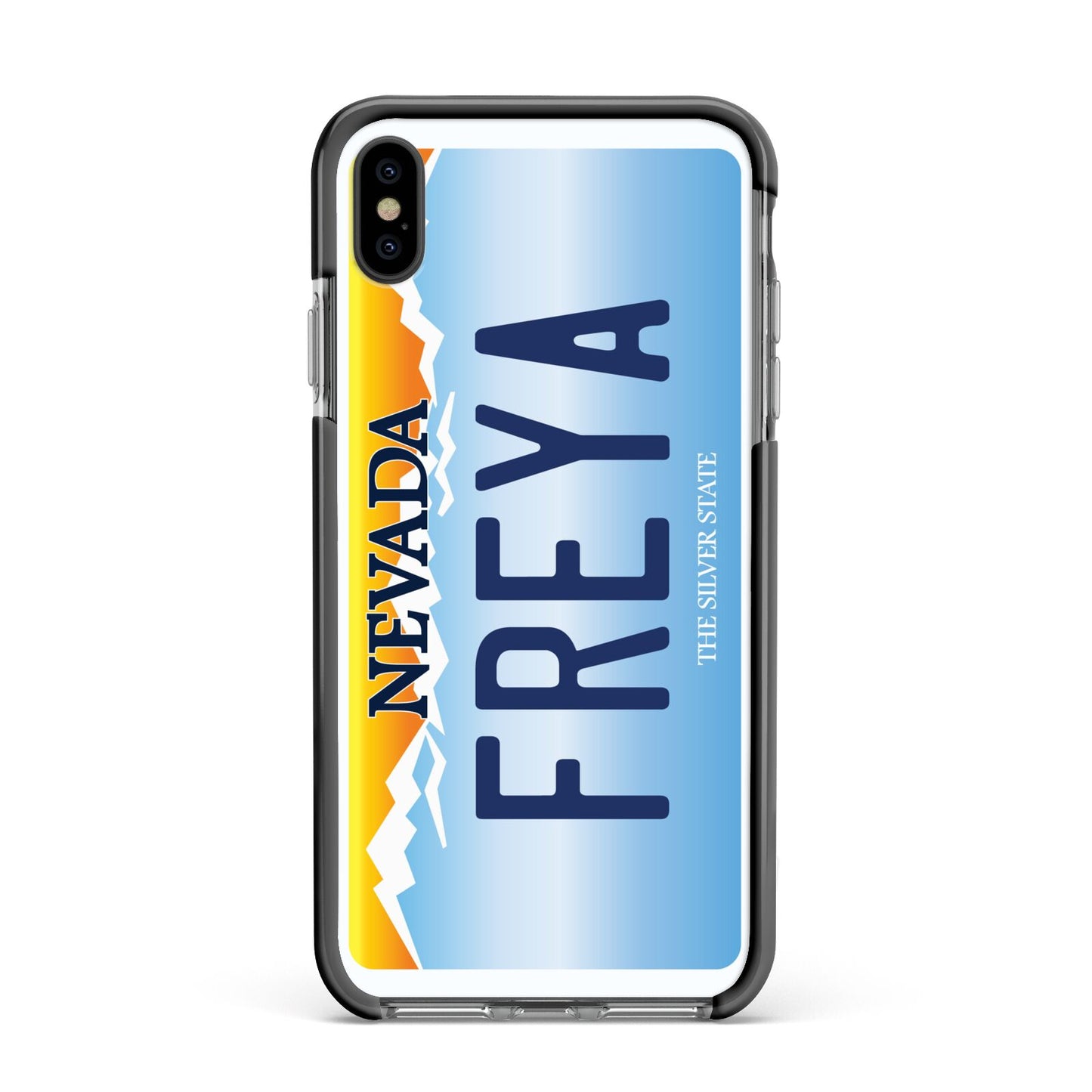 Personalised Nevada License Plate Apple iPhone Xs Max Impact Case Black Edge on Black Phone