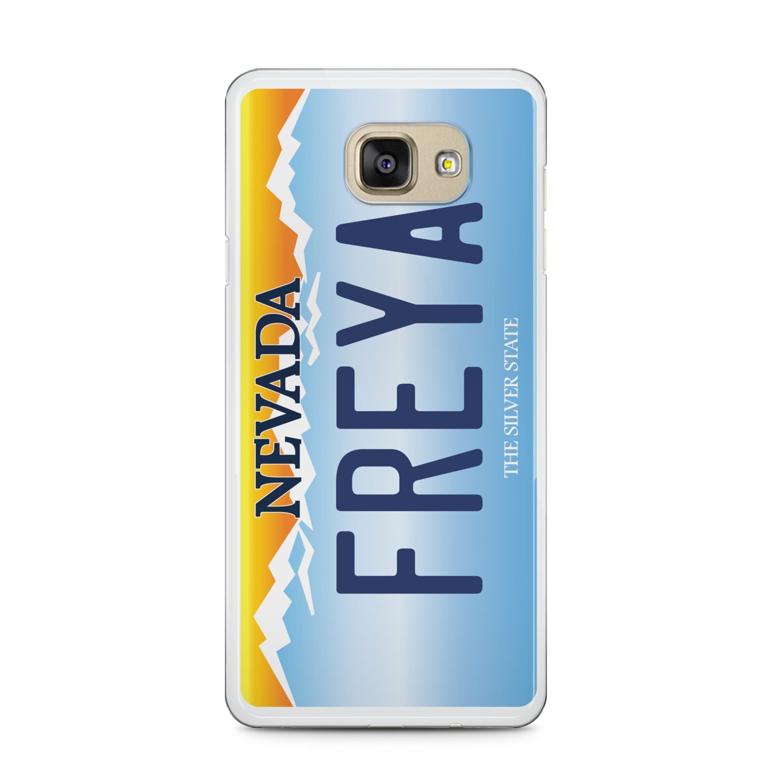 Personalised Nevada License Plate Samsung Galaxy A5 2016 Case on gold phone