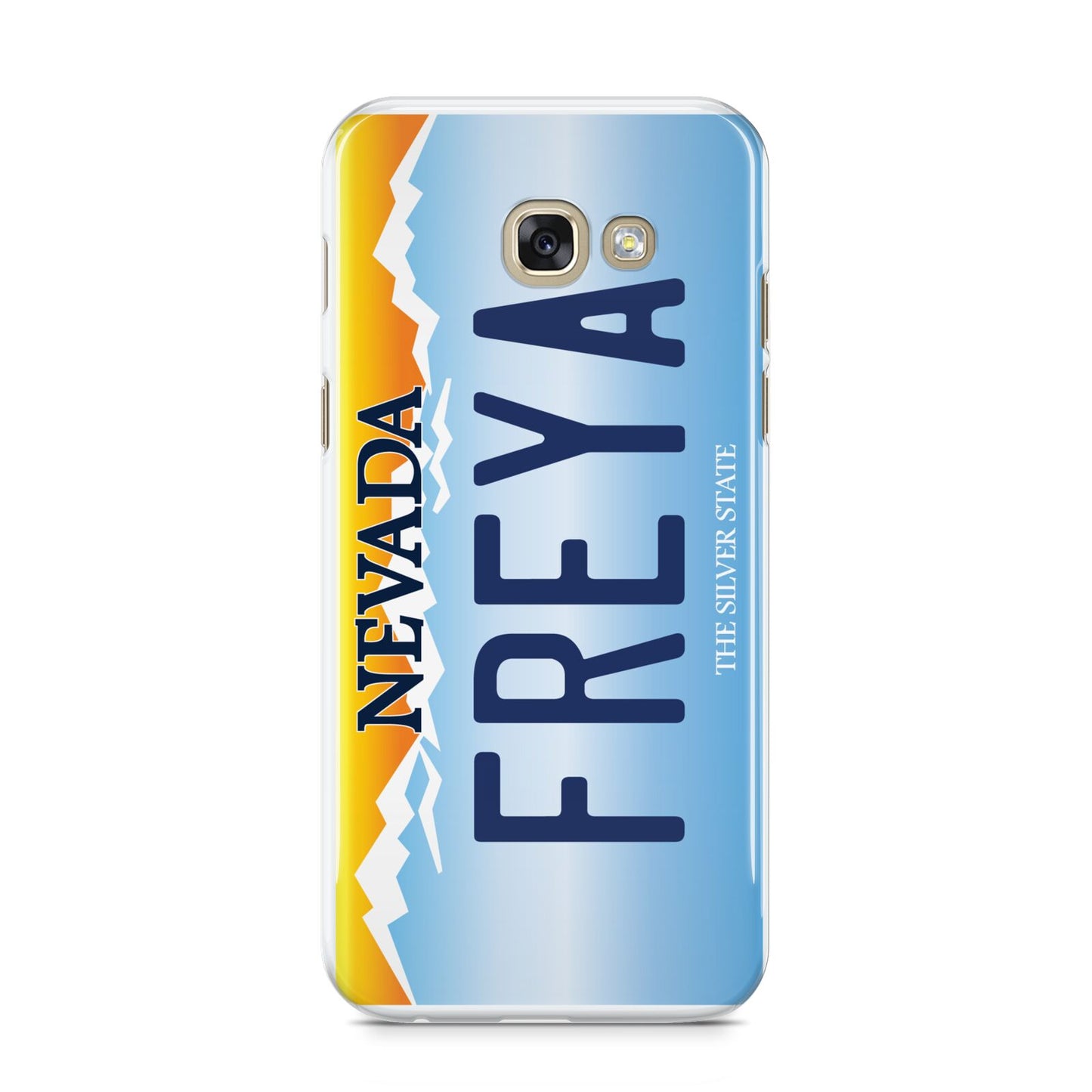 Personalised Nevada License Plate Samsung Galaxy A5 2017 Case on gold phone