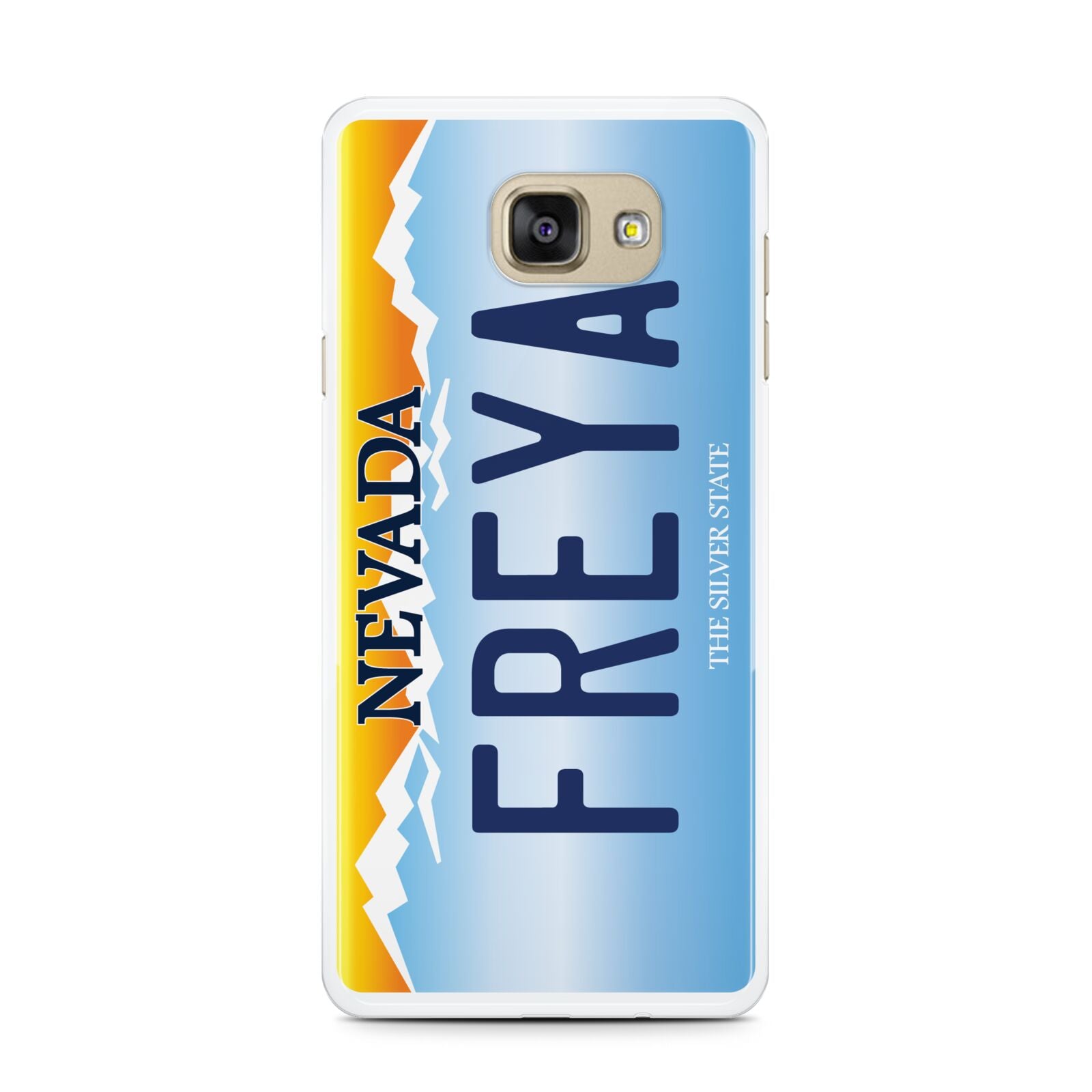 Personalised Nevada License Plate Samsung Galaxy A7 2016 Case on gold phone