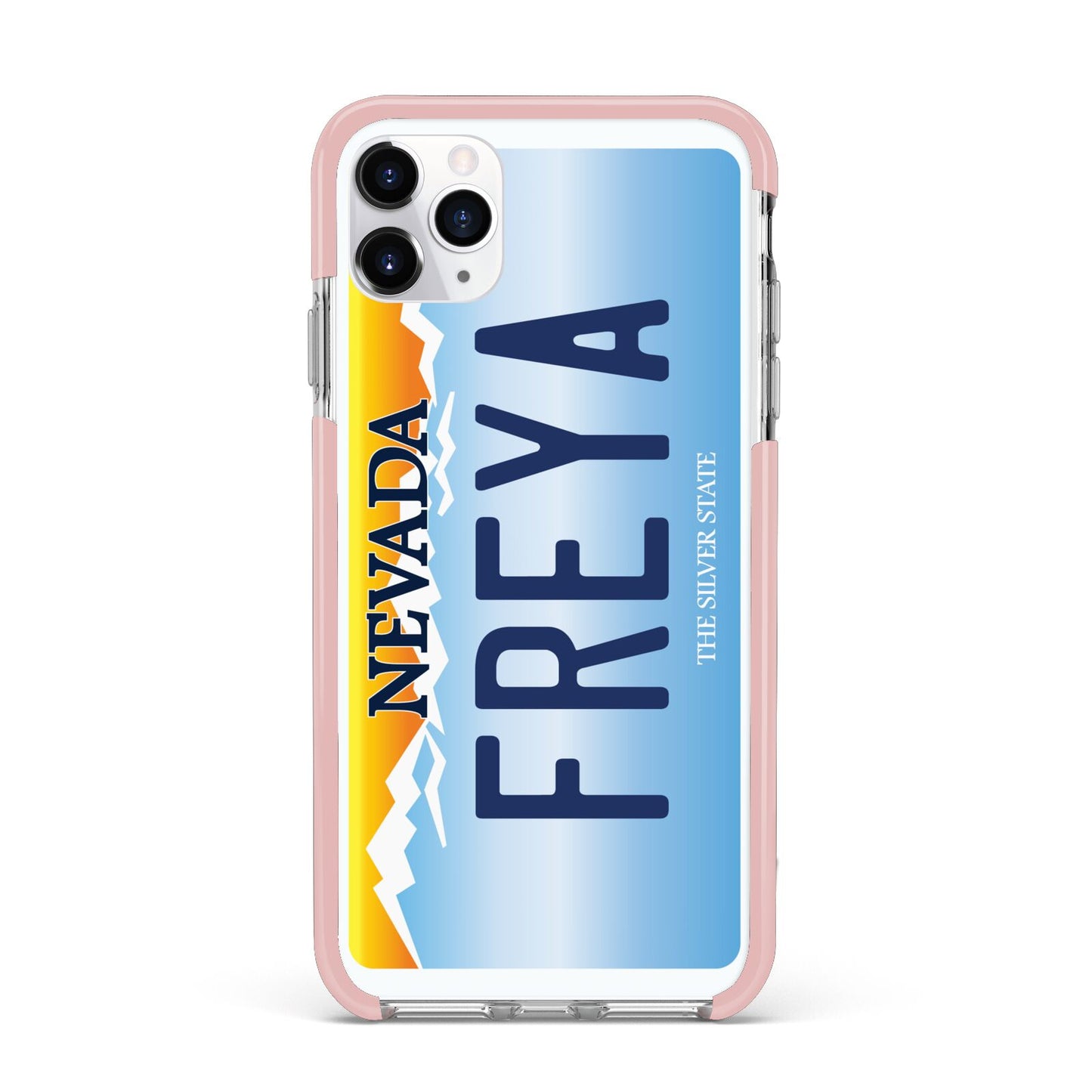 Personalised Nevada License Plate iPhone 11 Pro Max Impact Pink Edge Case