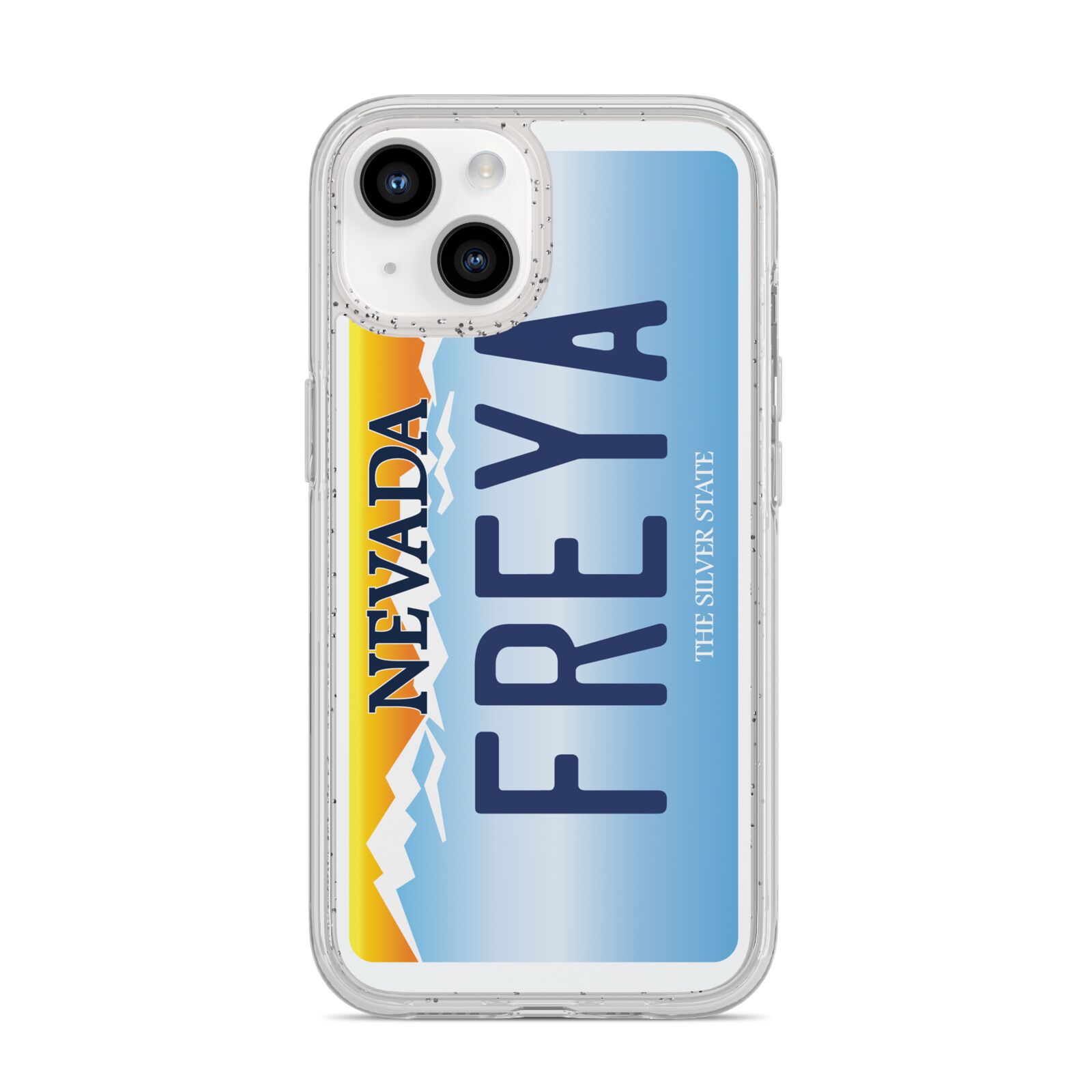 Personalised Nevada License Plate iPhone 14 Glitter Tough Case Starlight